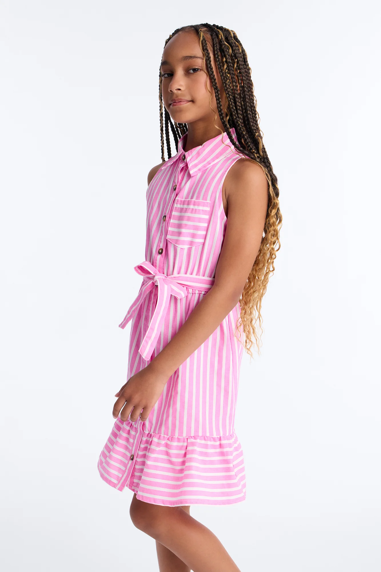 Mini You Are My Sunshine Sleeveless Shirt Dress - Pink/combo - Image 3