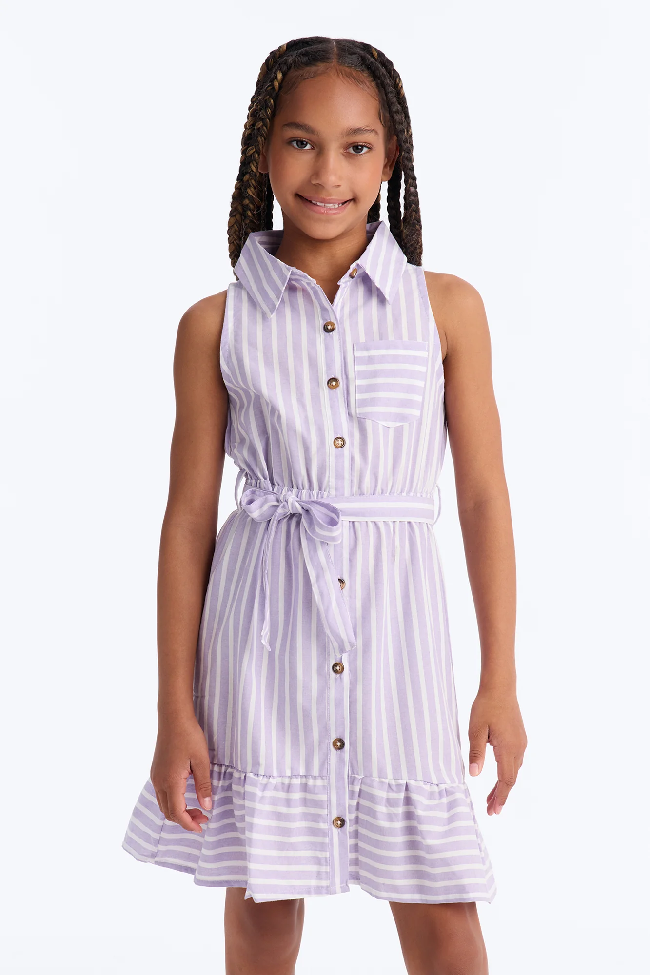 Mini You Are My Sunshine Sleeveless Shirt Dress - Purple/combo - Image 2