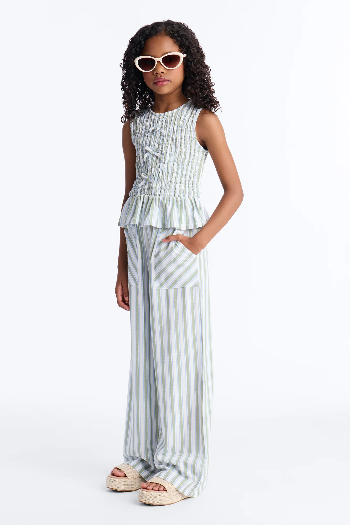 Mini You Are My Sunshine Striped Pant Set - Green/combo