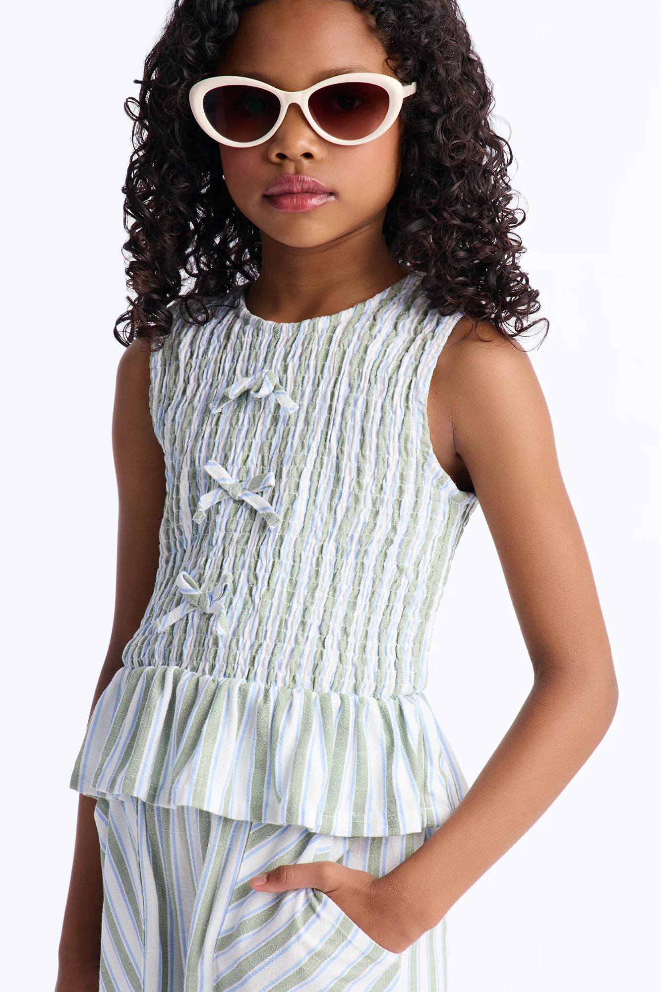 Mini You Are My Sunshine Striped Pant Set - Green/combo - Image 2