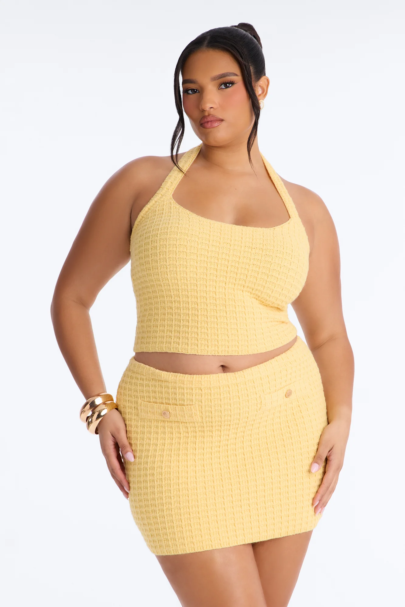 Minimal Effort Sweater Halter Top - Butter Yellow - Image 6