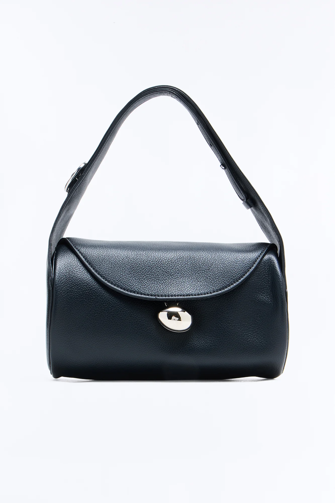 Minimal Talk Faux Leather Shoulder Bag - Black