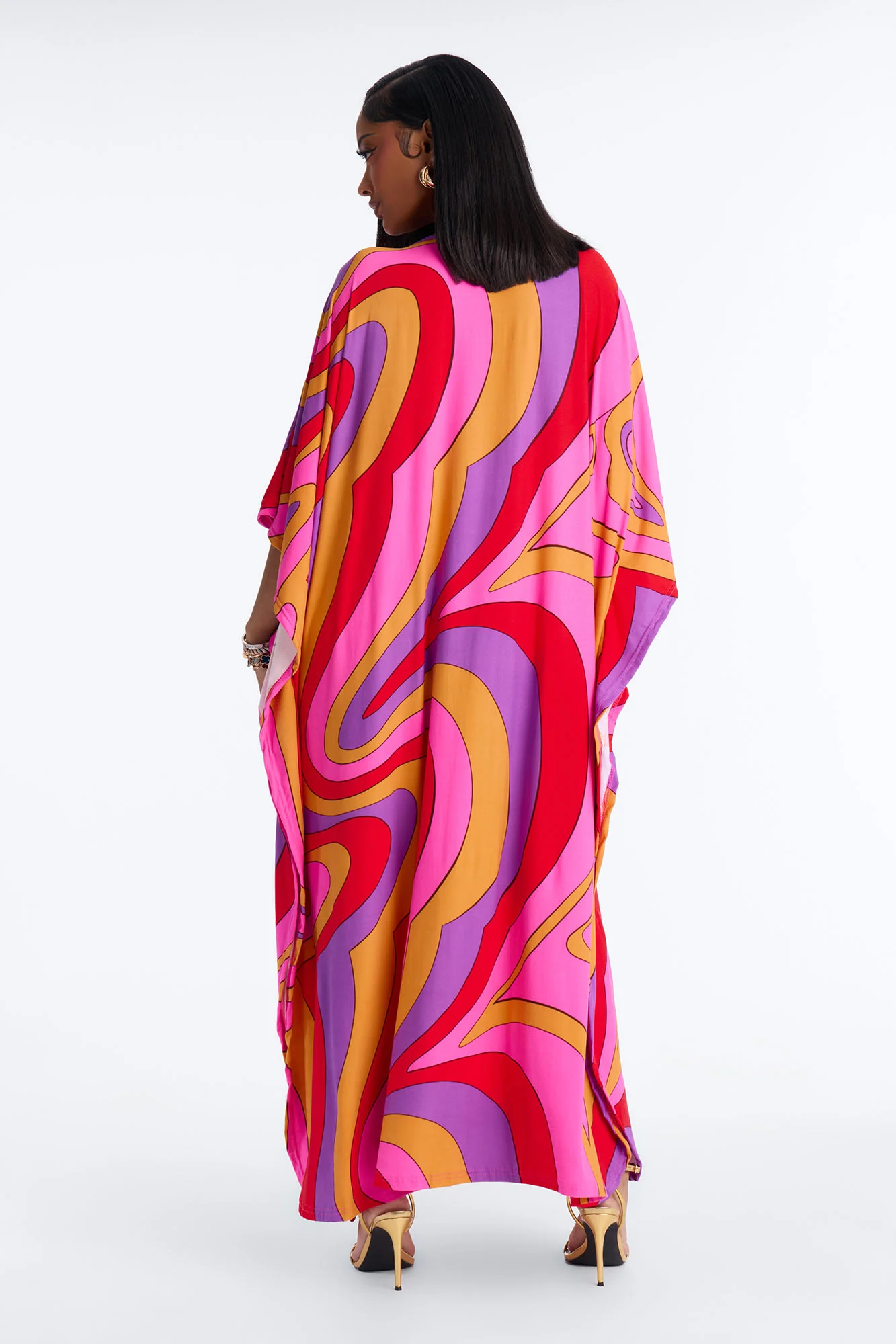 Mirage Pool Sequins Cover Up Maxi Kaftan - Hot Pink/combo - Image 4