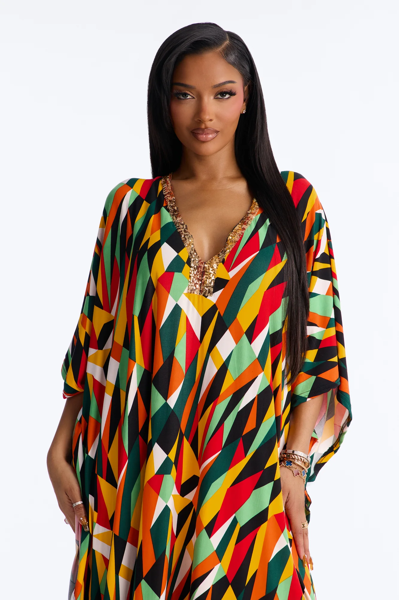 Mirage Pool Sequins Cover Up Maxi Kaftan - Multi Color - Image 2