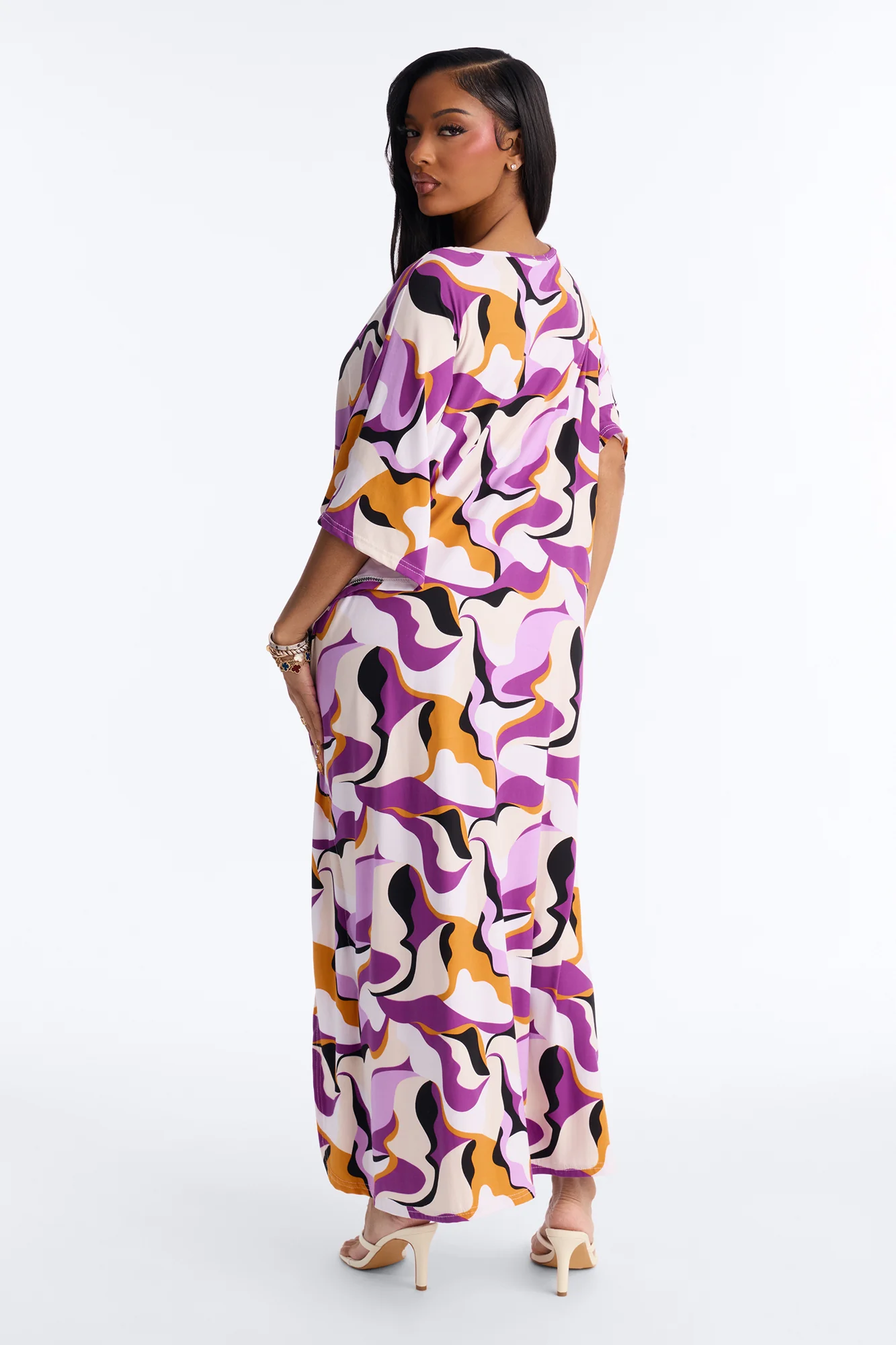 Mirage Pool Sequins Cover Up Maxi Kaftan - Purple - Image 4