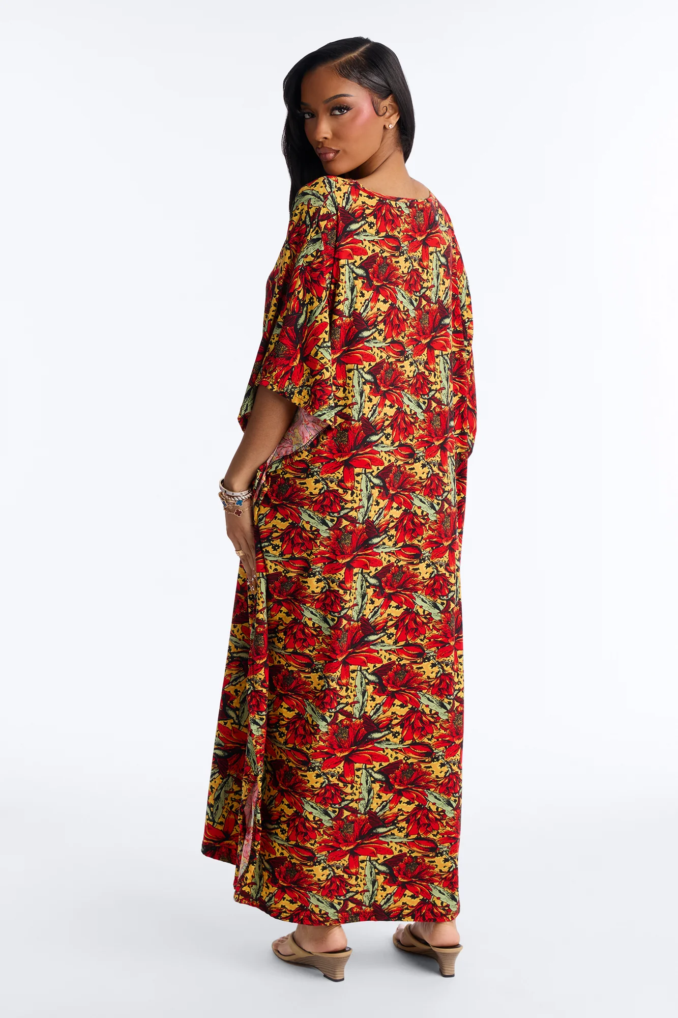 Mirage Pool Sequins Cover Up Maxi Kaftan - Red/combo - Image 4