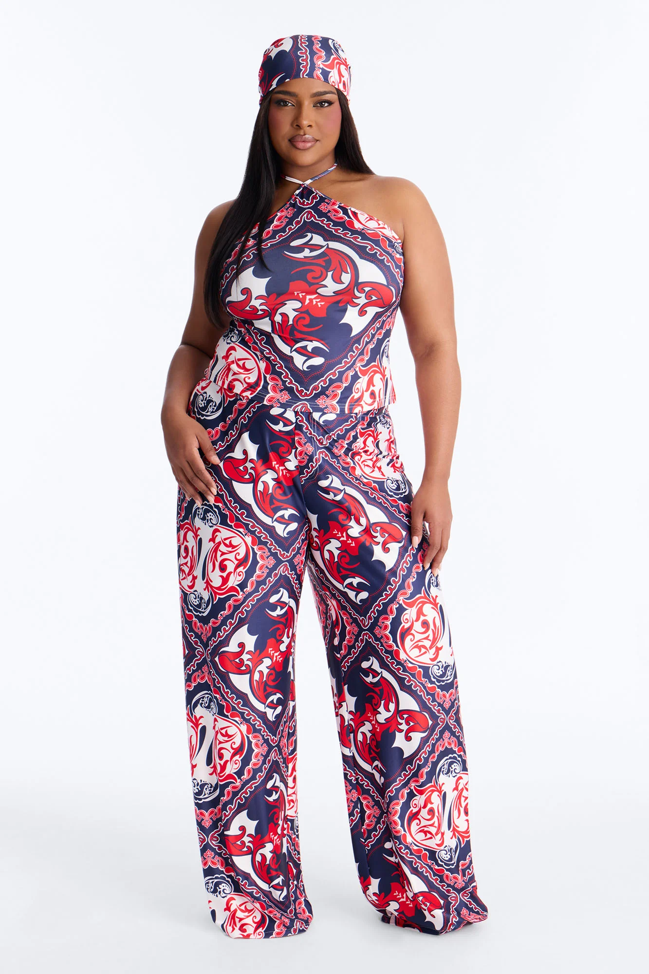 Miranda 3 Piece Halter Pant Set - Navy/combo - Image 5