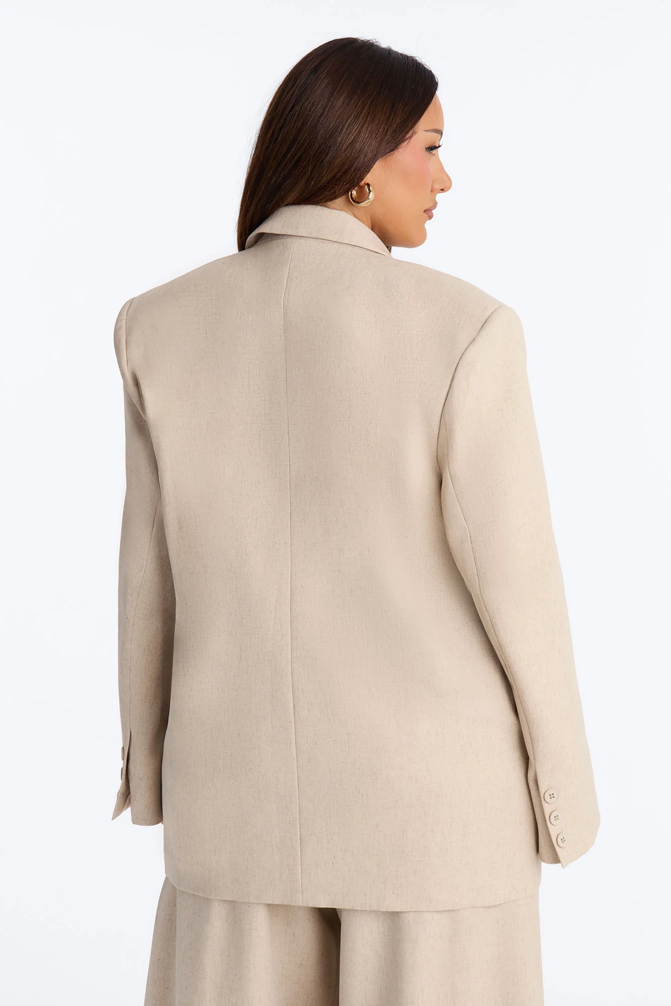 Miranda Oversized Double Breasted Blazer - Natural - Image 8