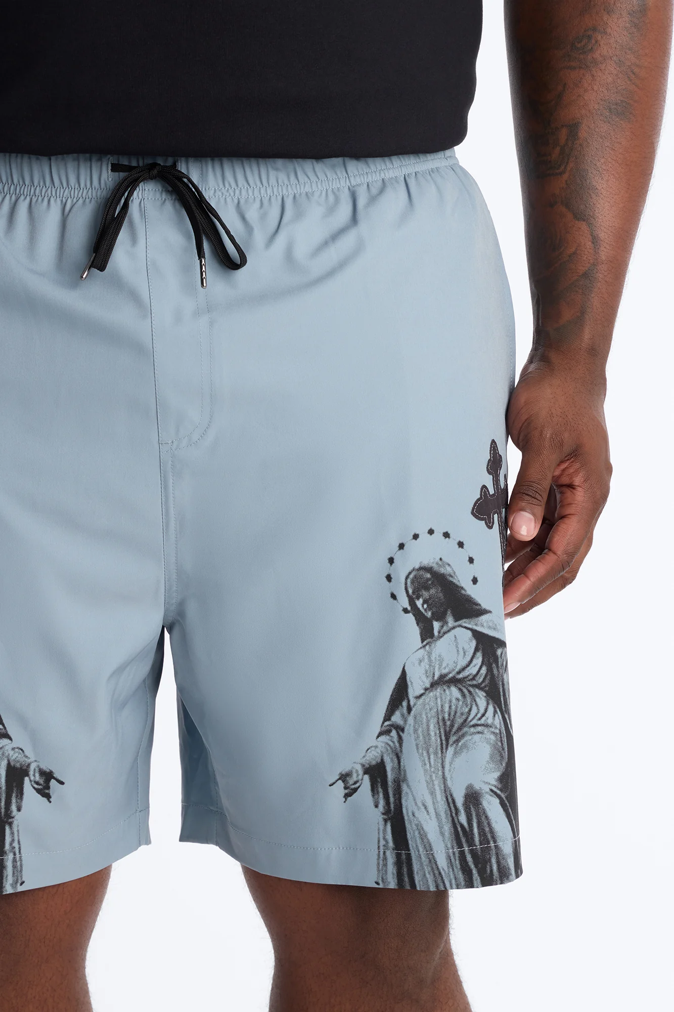 Mirrored Faith Applique Swim Trunk 7″ - Grey - Image 7
