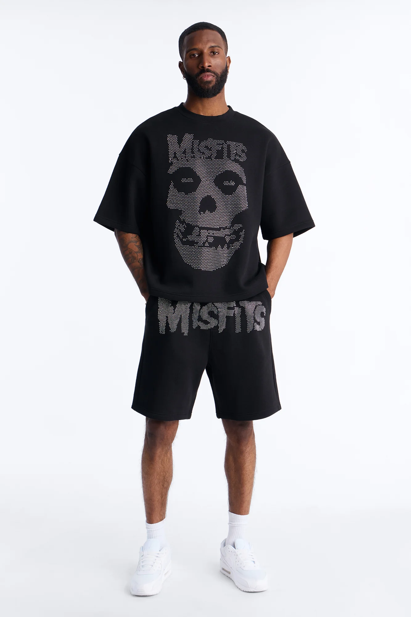 MIsfits Rhinestone Relaxed Sweatshorts - Black - Image 2