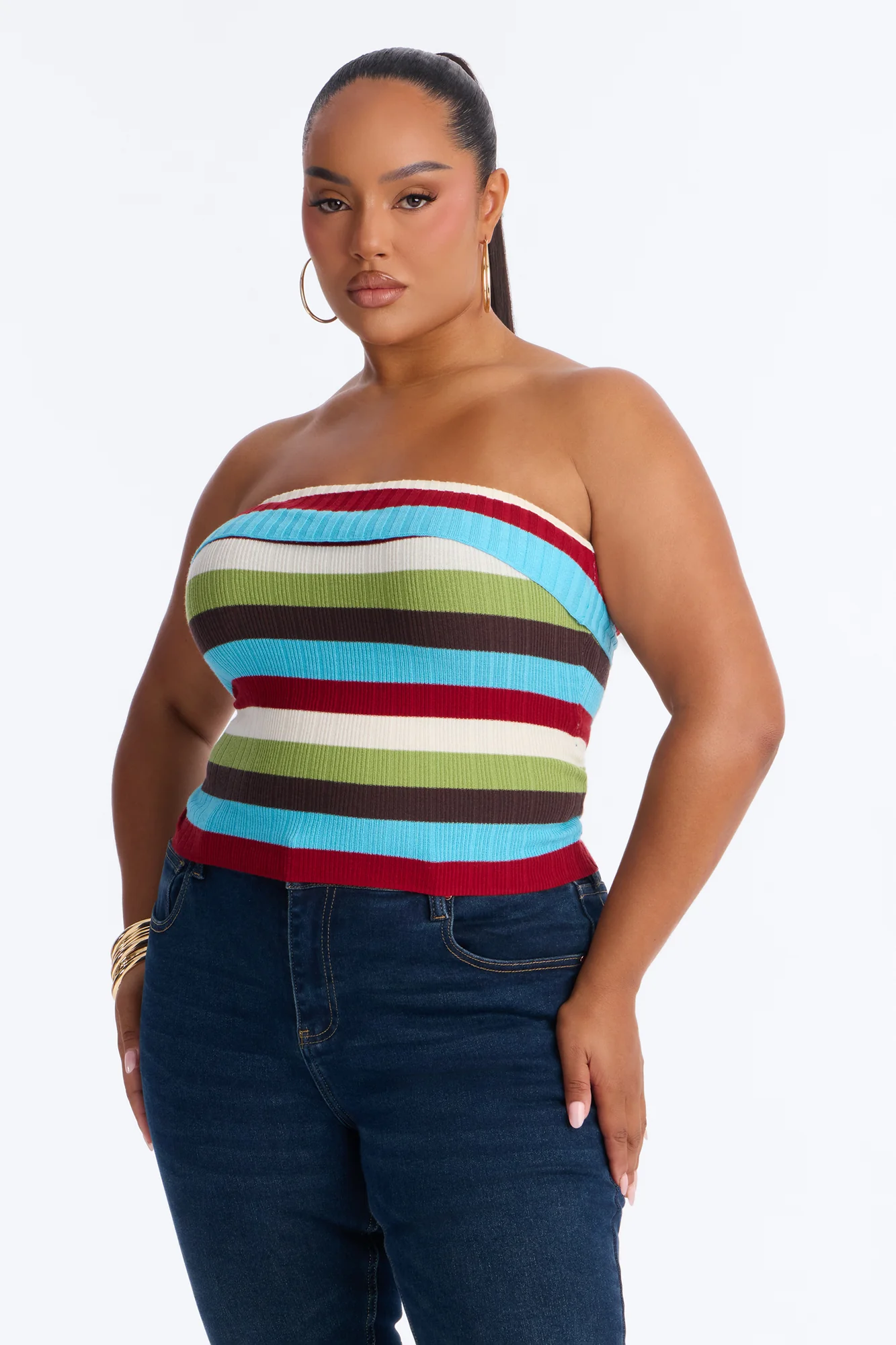 Miss Little Getaway Striped Sweater Top - Multi Color - Image 5