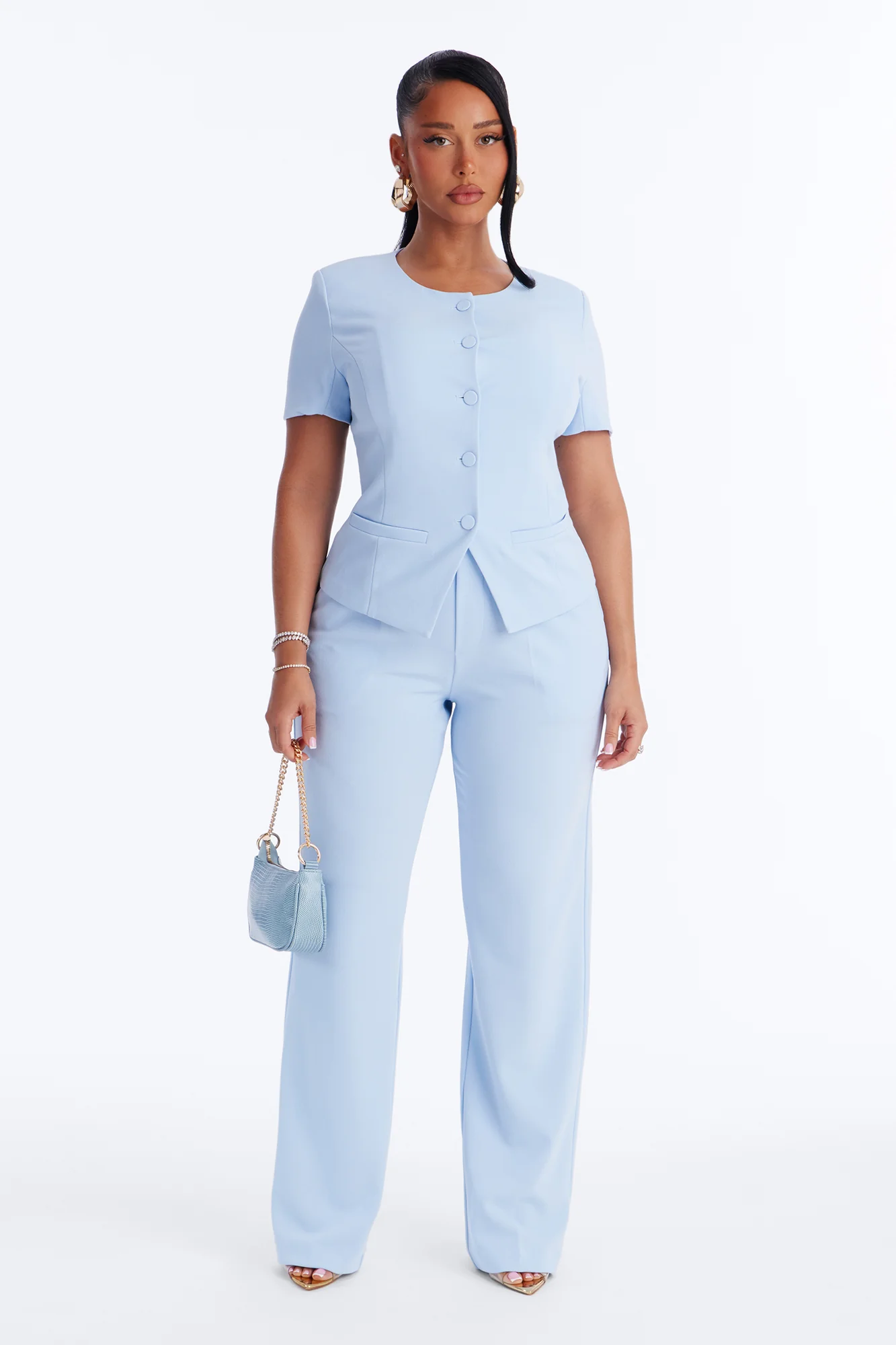Mission Accomplished Short Sleeve Blazer - Light Blue