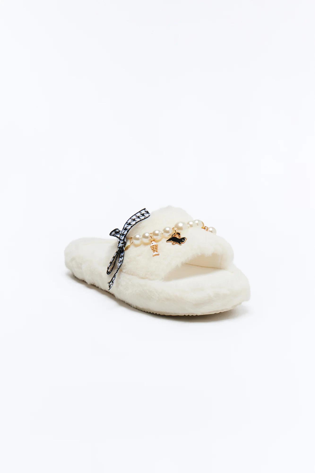 Missy Pearl Charm Slippers - White - Image 2