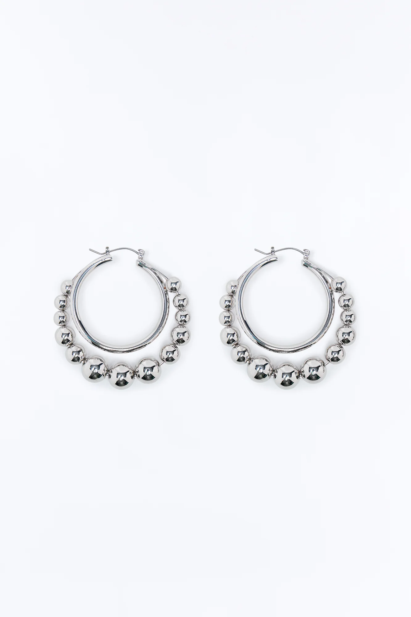 Misty Bubble Hoop Earrings - Silver - Image 3
