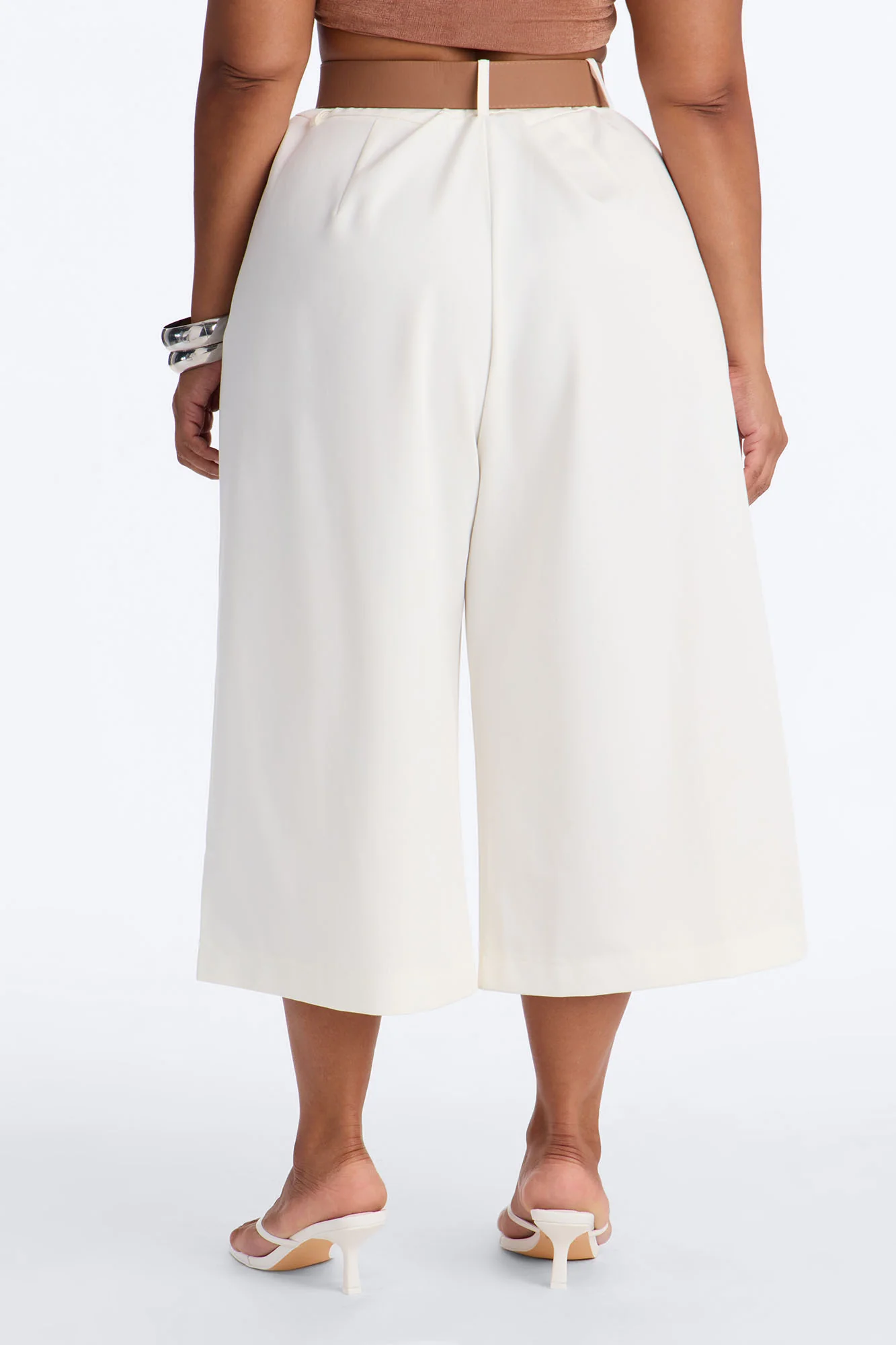 Misty High Rise Belted Culotte Trouser Pant - White - Image 8
