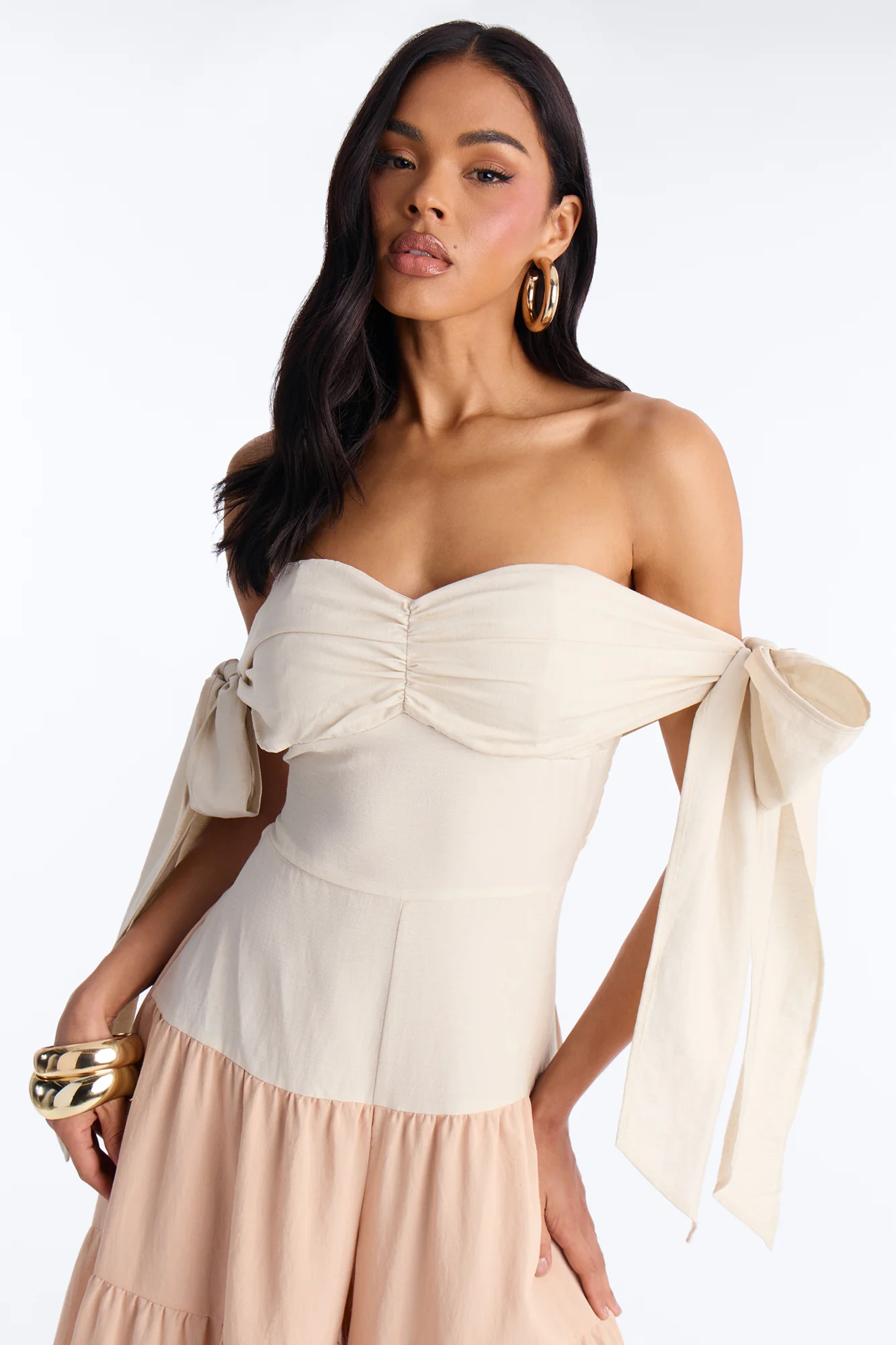 Mocha Dreams Tiered Jumpsuit - Oatmeal - Image 2
