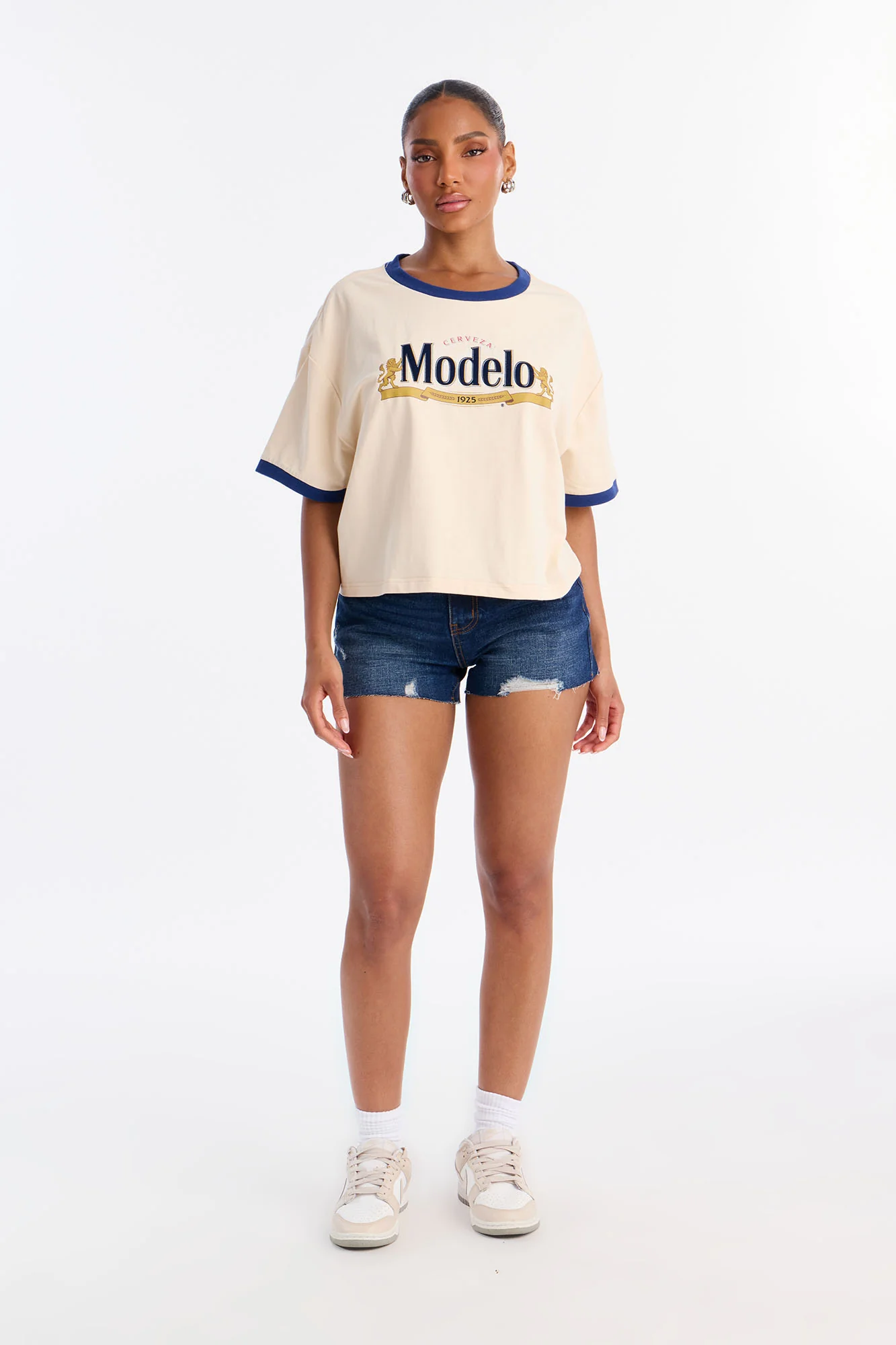 Modelo Collection Flocked Baby Tee - Taupe - Image 2