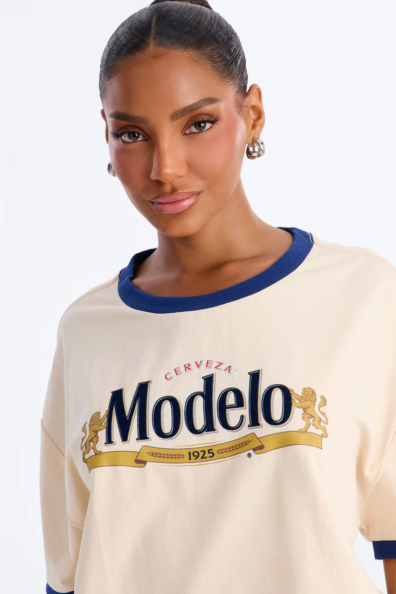 Modelo Collection Flocked Baby Tee - Taupe - Image 3