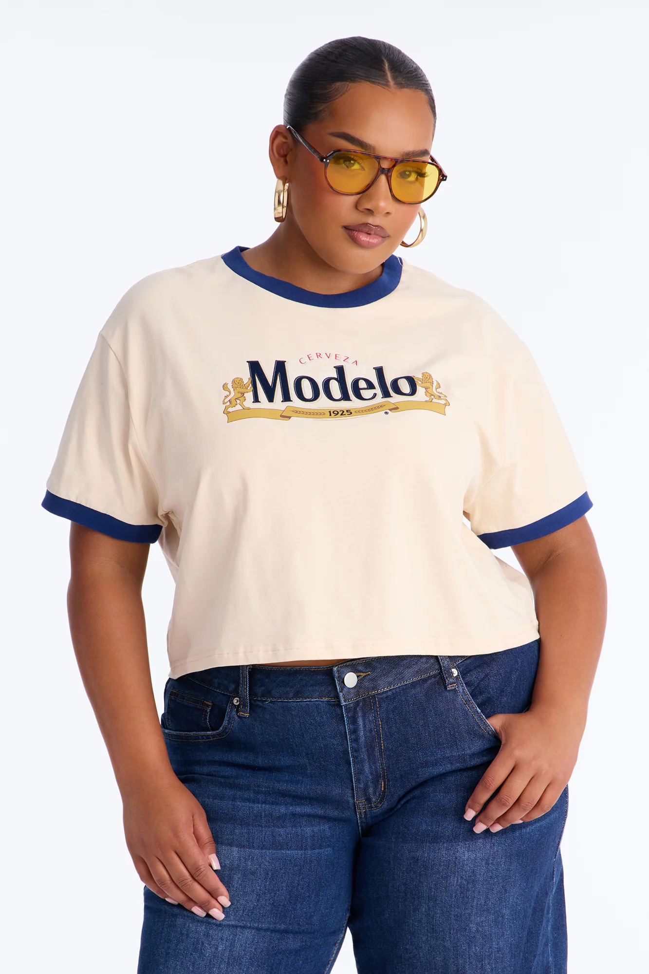Modelo Collection Flocked Baby Tee - Taupe - Image 5