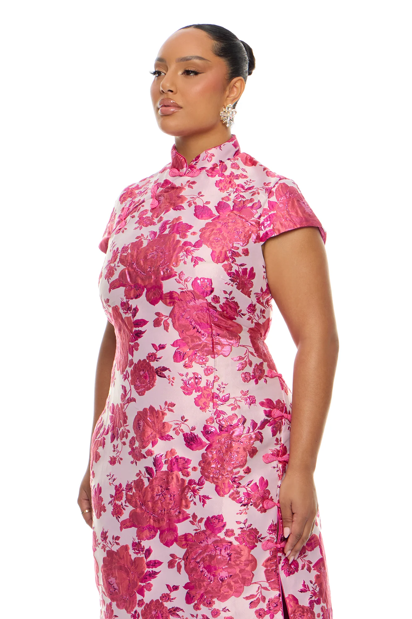 Modern Bloom Jacquard Maxi Dress - Pink/combo - Image 7