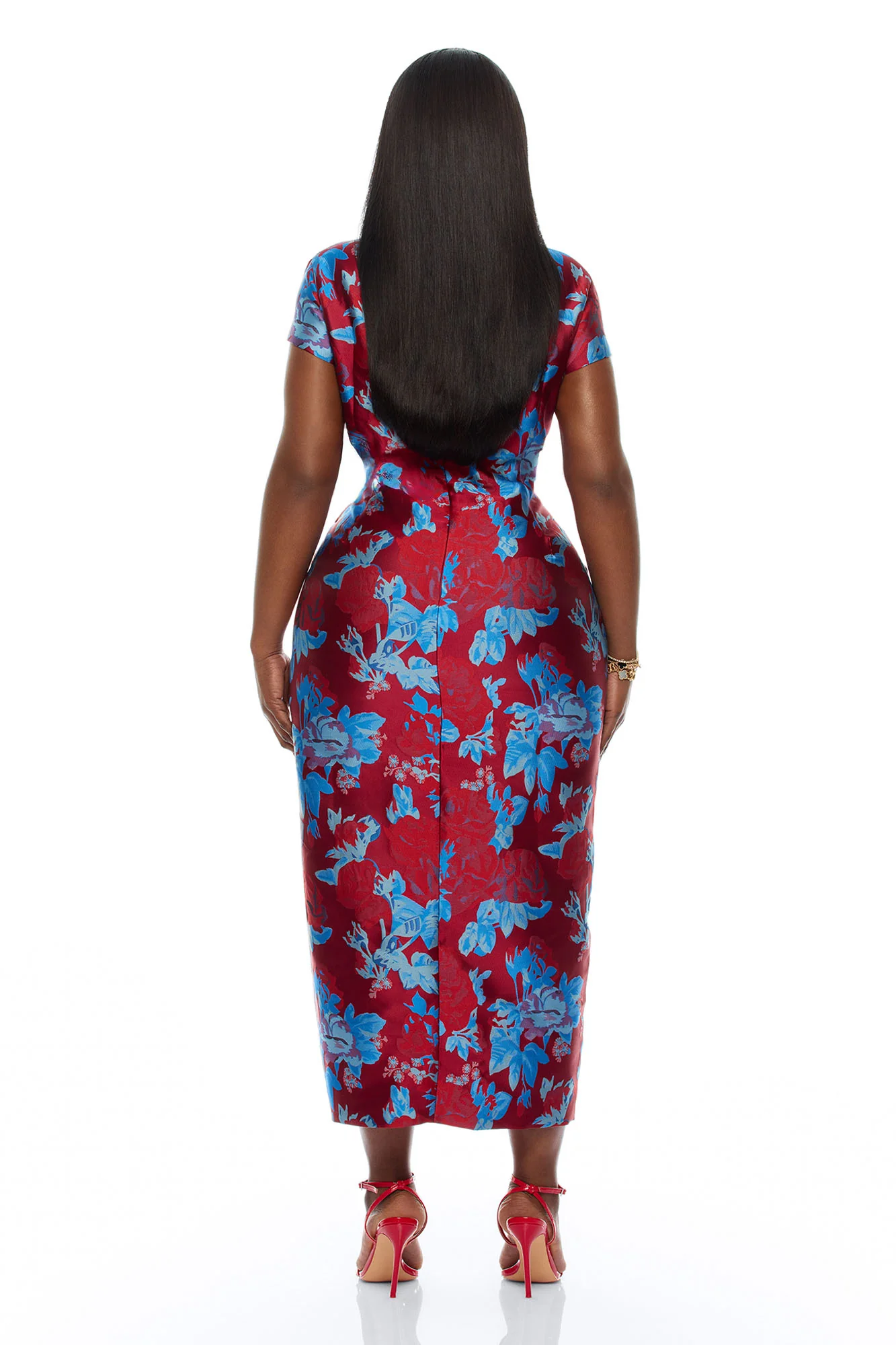 Modern Bloom Jacquard Maxi Dress - Red/combo - Image 8