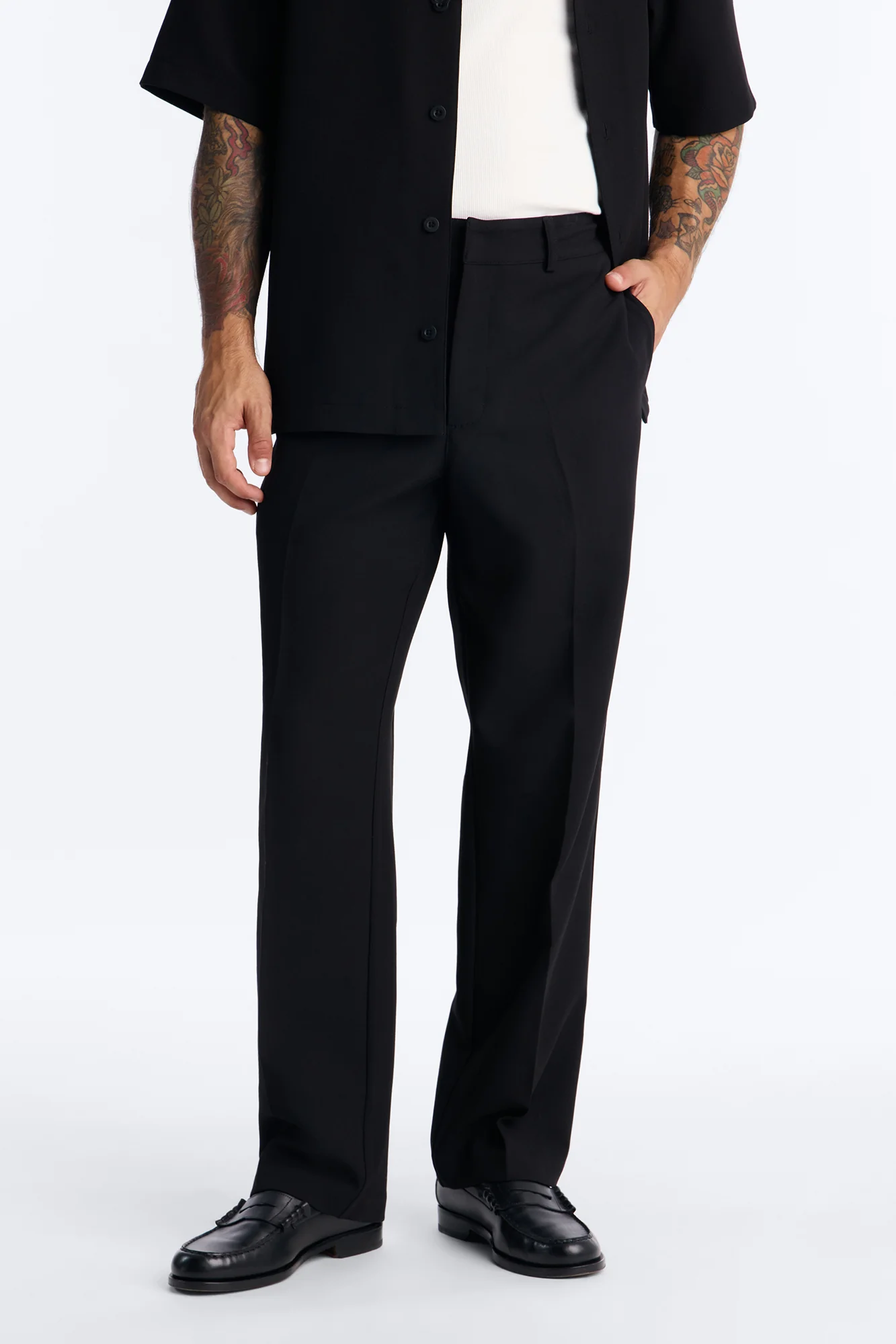Modern Essential Relaxed Straight Hybrid Waist Trouser - Black