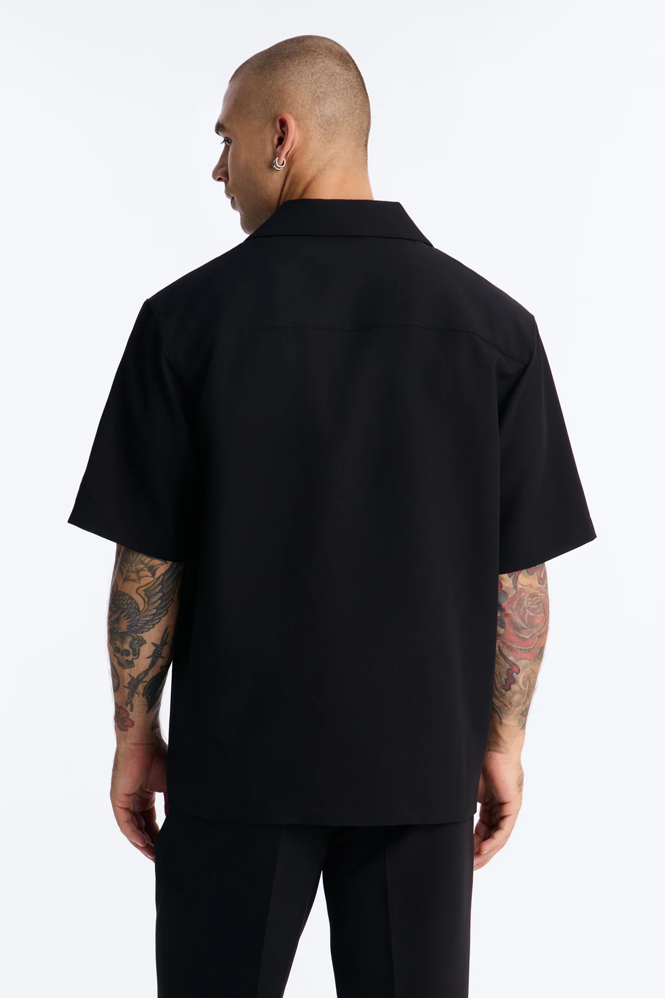 Modern Essential Sleeve Cuban Collar Button Down - Black - Image 4