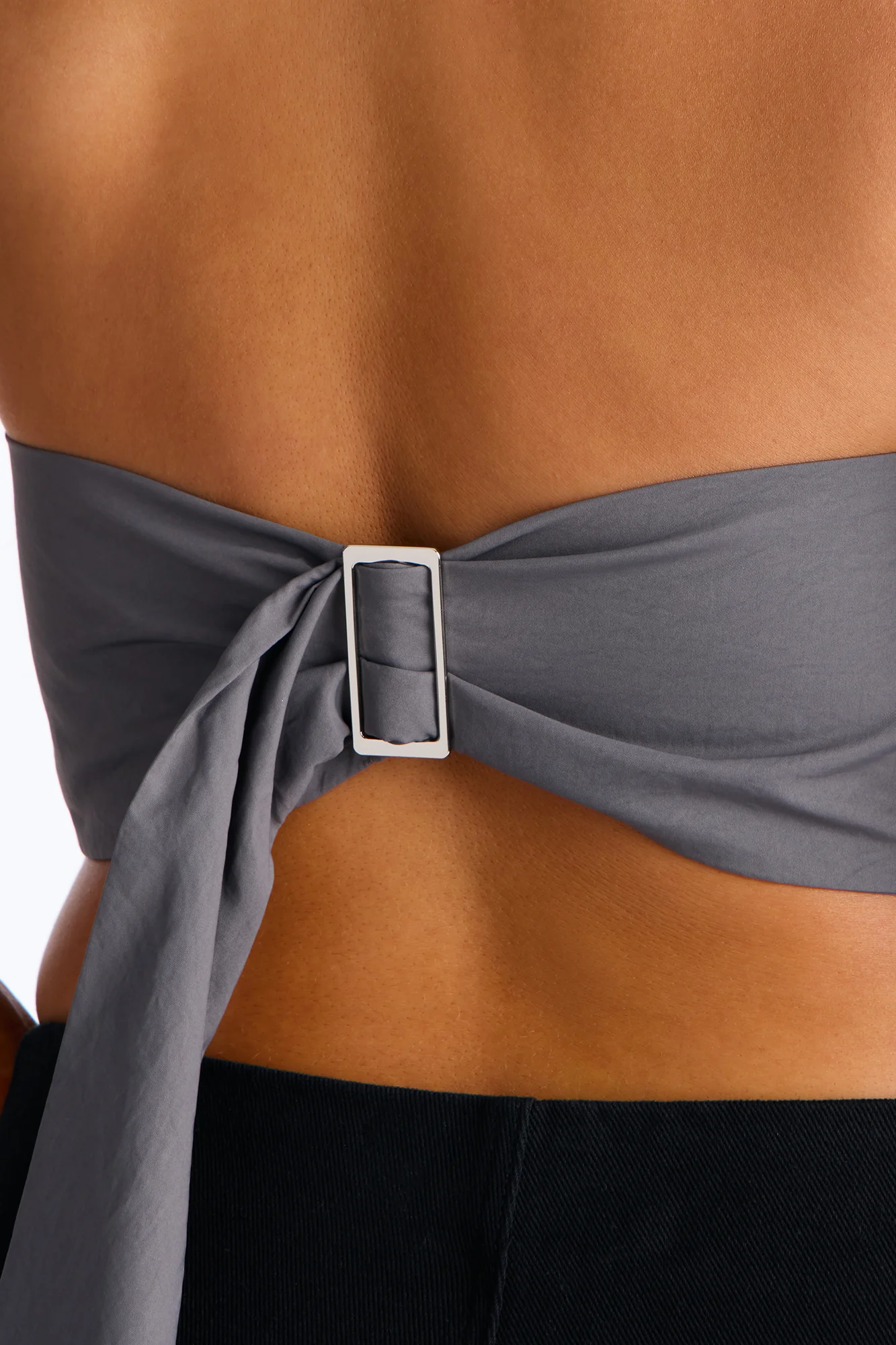 Modern Girl Belted Nylon Halter Top - Grey - Image 8