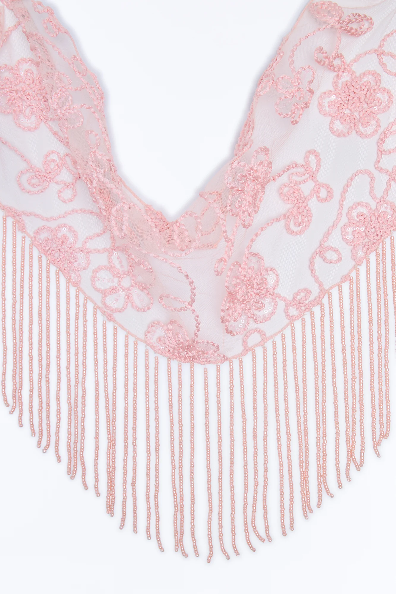 Mojave Whisper Beaded Fringe Scarf Belt - Pink