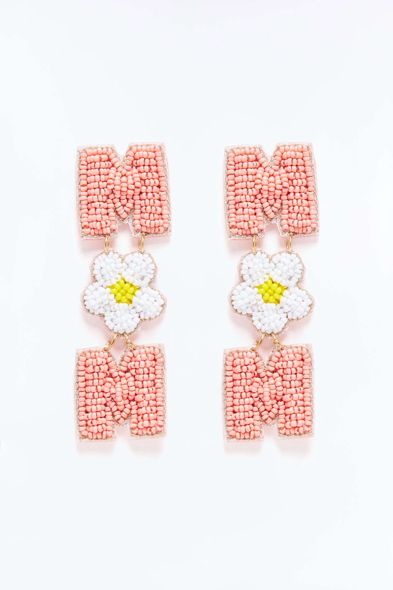 Mom Beaded Earrings - Pink - Image 3