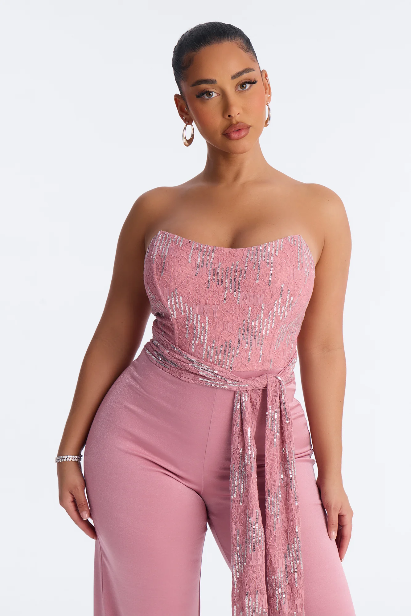 Monet Corset Strapless Jumpsuit - Pink - Image 2