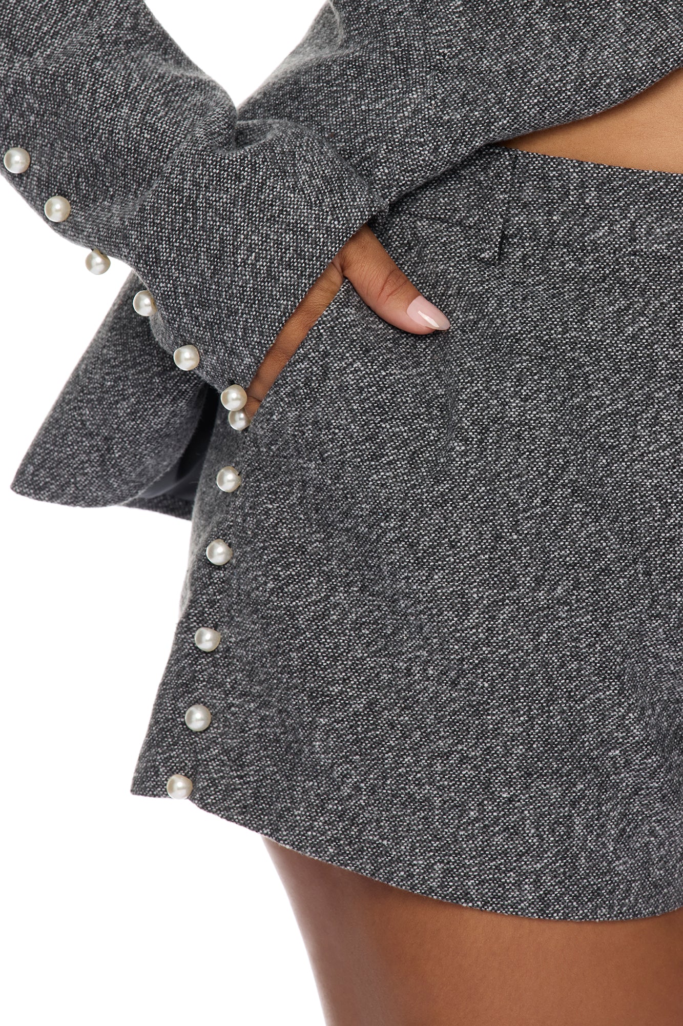 Monet Pearl Blazer Short Set - Charcoal - Image 7