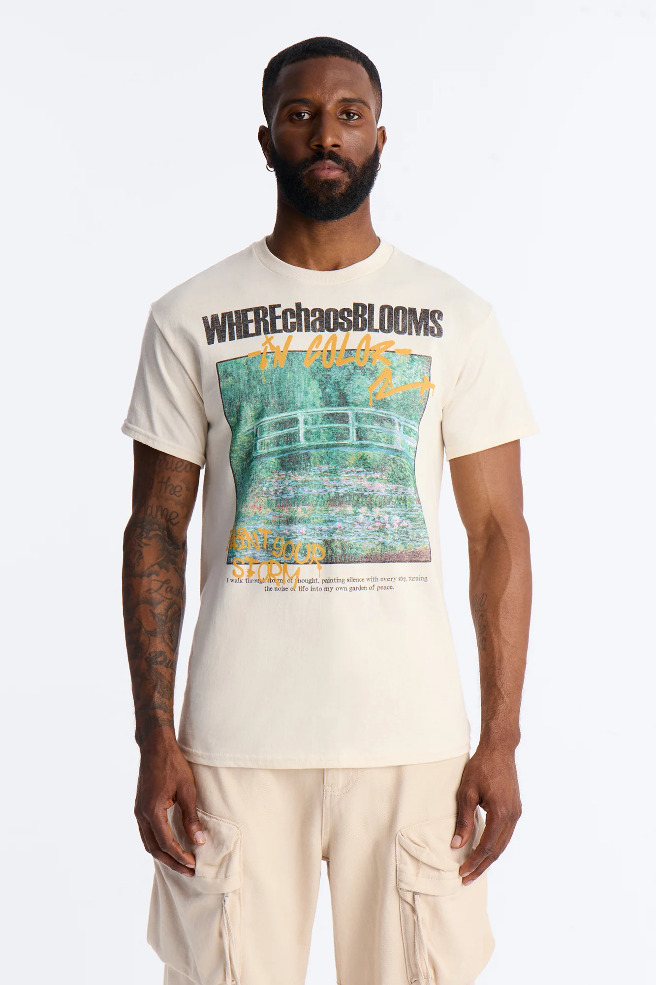 Monet Where Chaos Blooms Short Sleeve Tee - Natural