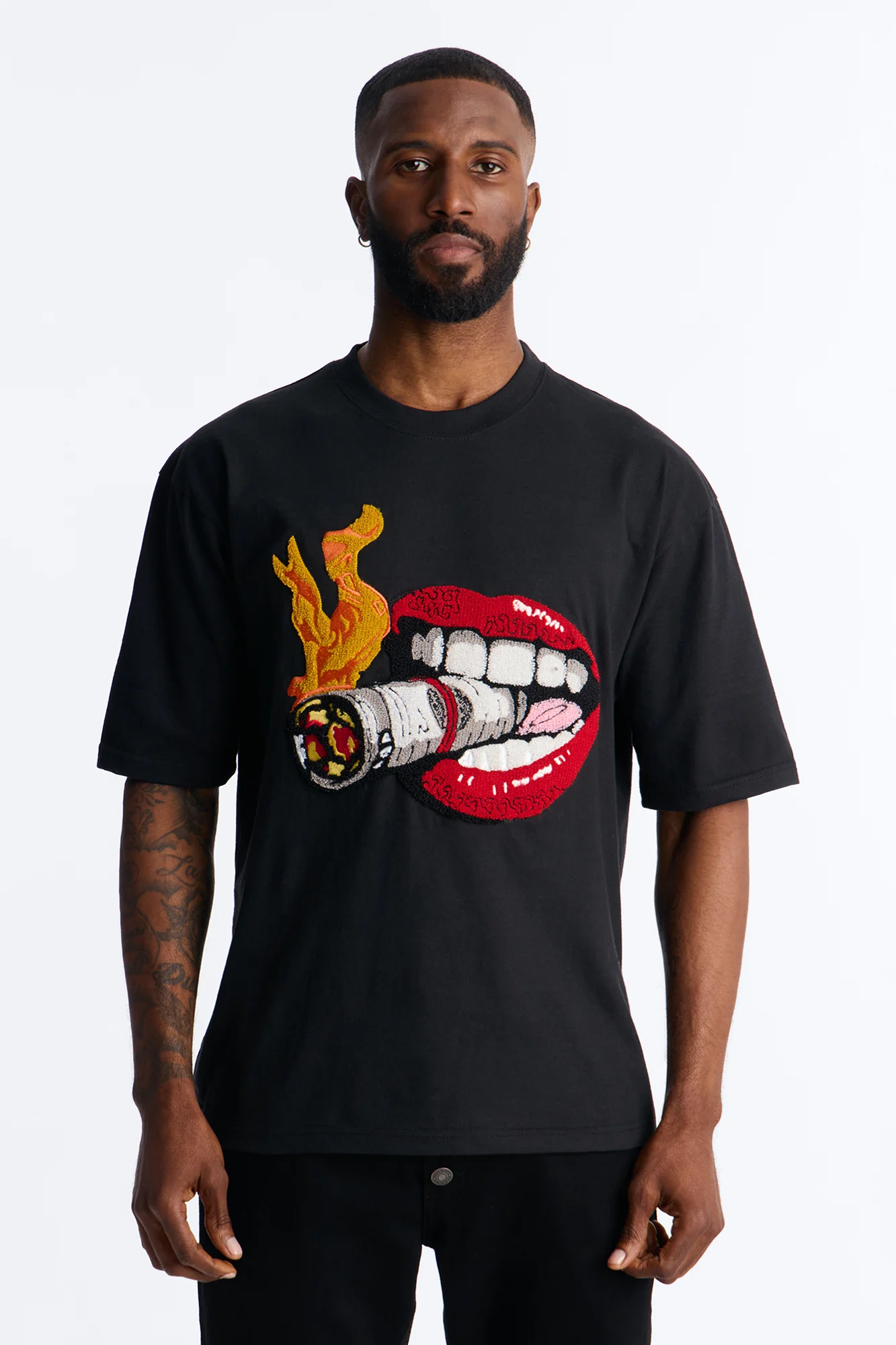 Money Burns Patch Short Sleeve Tee - Black