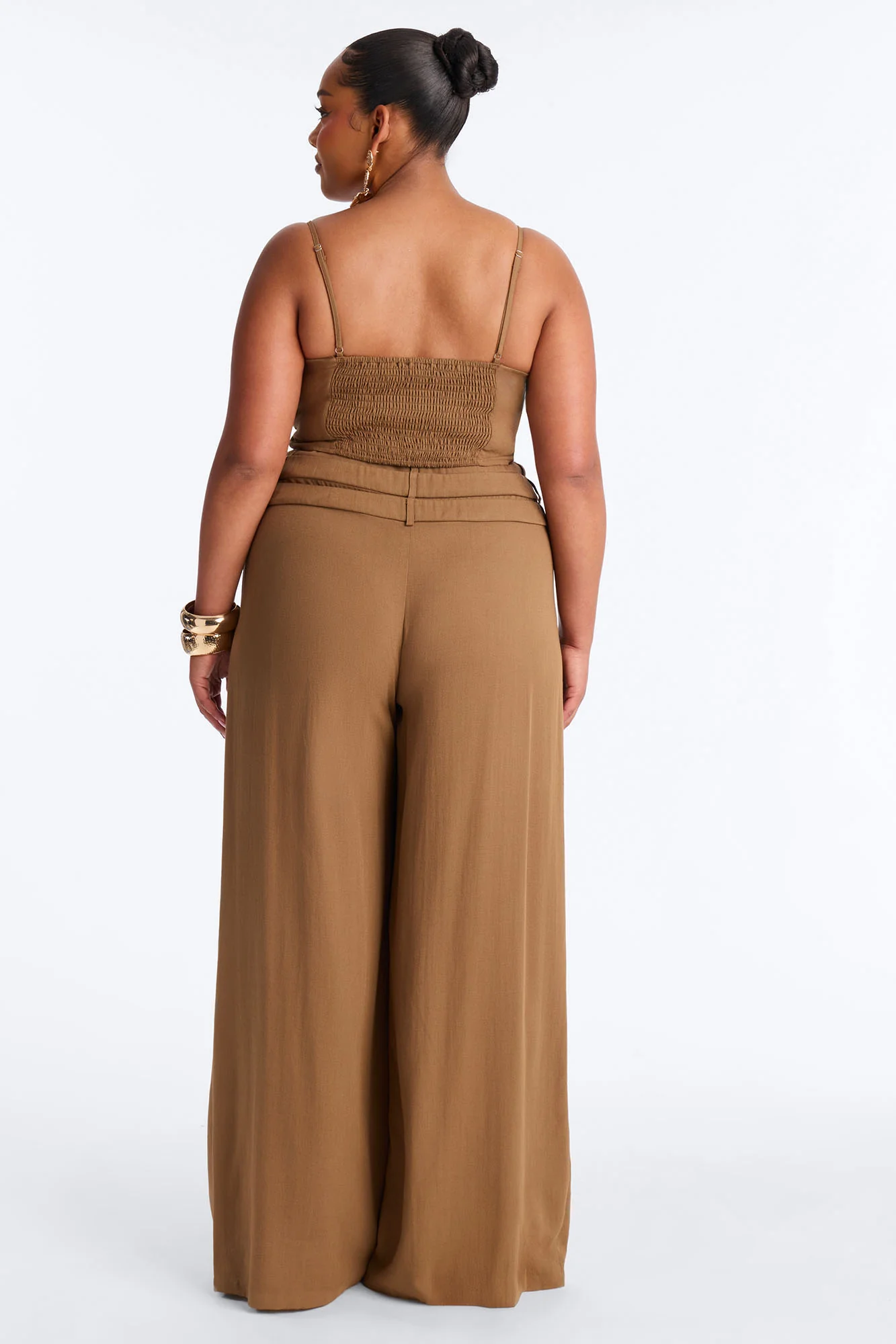 Monica Linen Layered Trouser Set - Brown - Image 8