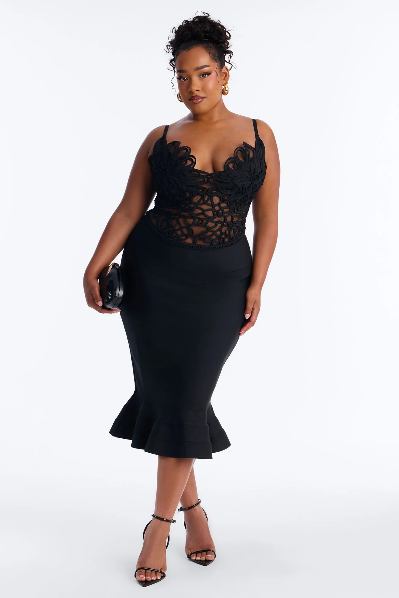 Monique Bandage Mermaid Midi Dress - Black - Image 5