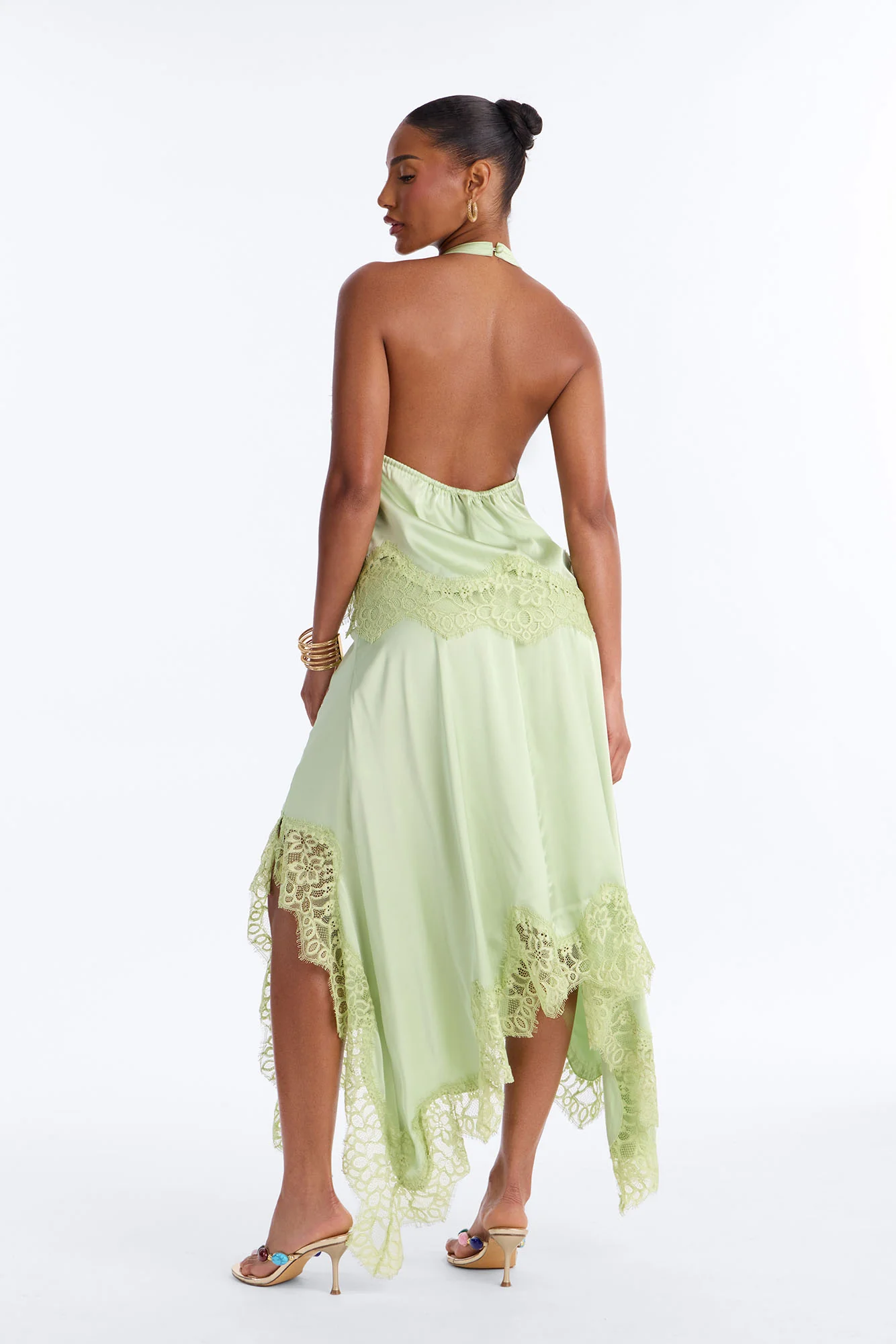 Monroe Satin Lace Skirt Set - Sage - Image 4