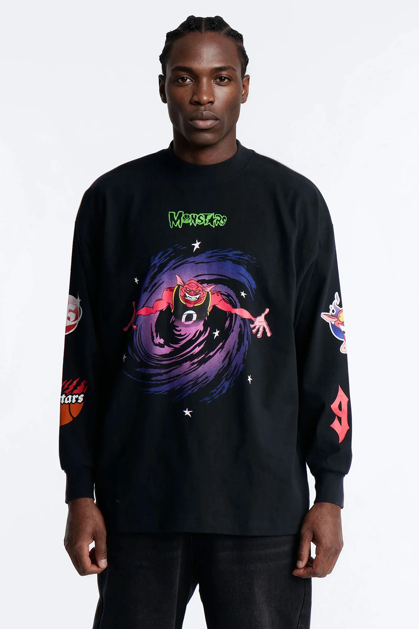 Space Jam Monstars Chrome Premium Long Sleeve Shirt - Black