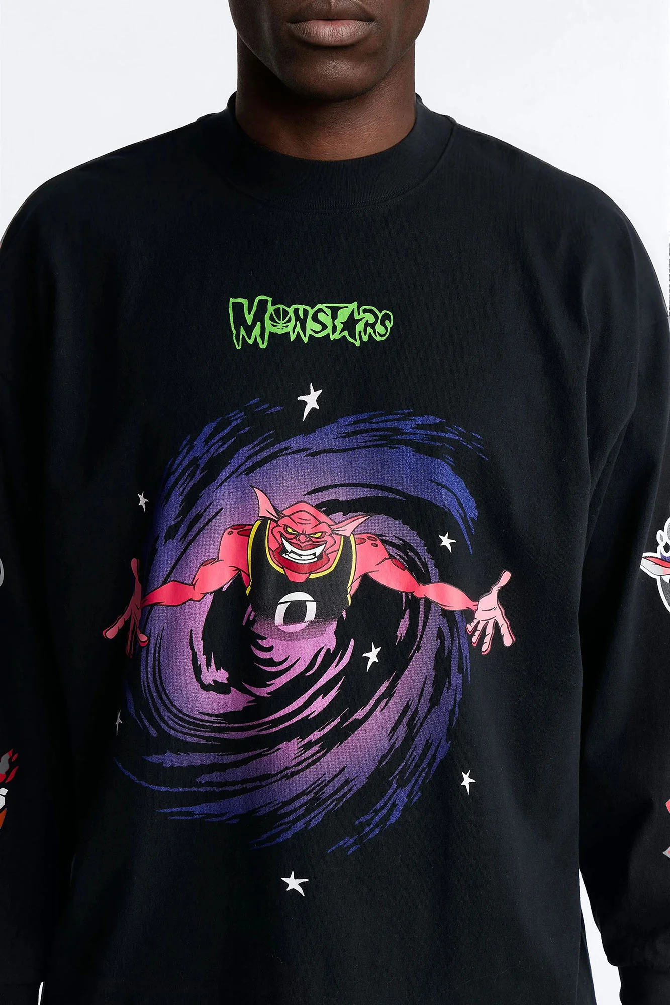 Space Jam Monstars Chrome Premium Long Sleeve Shirt - Black - Image 3