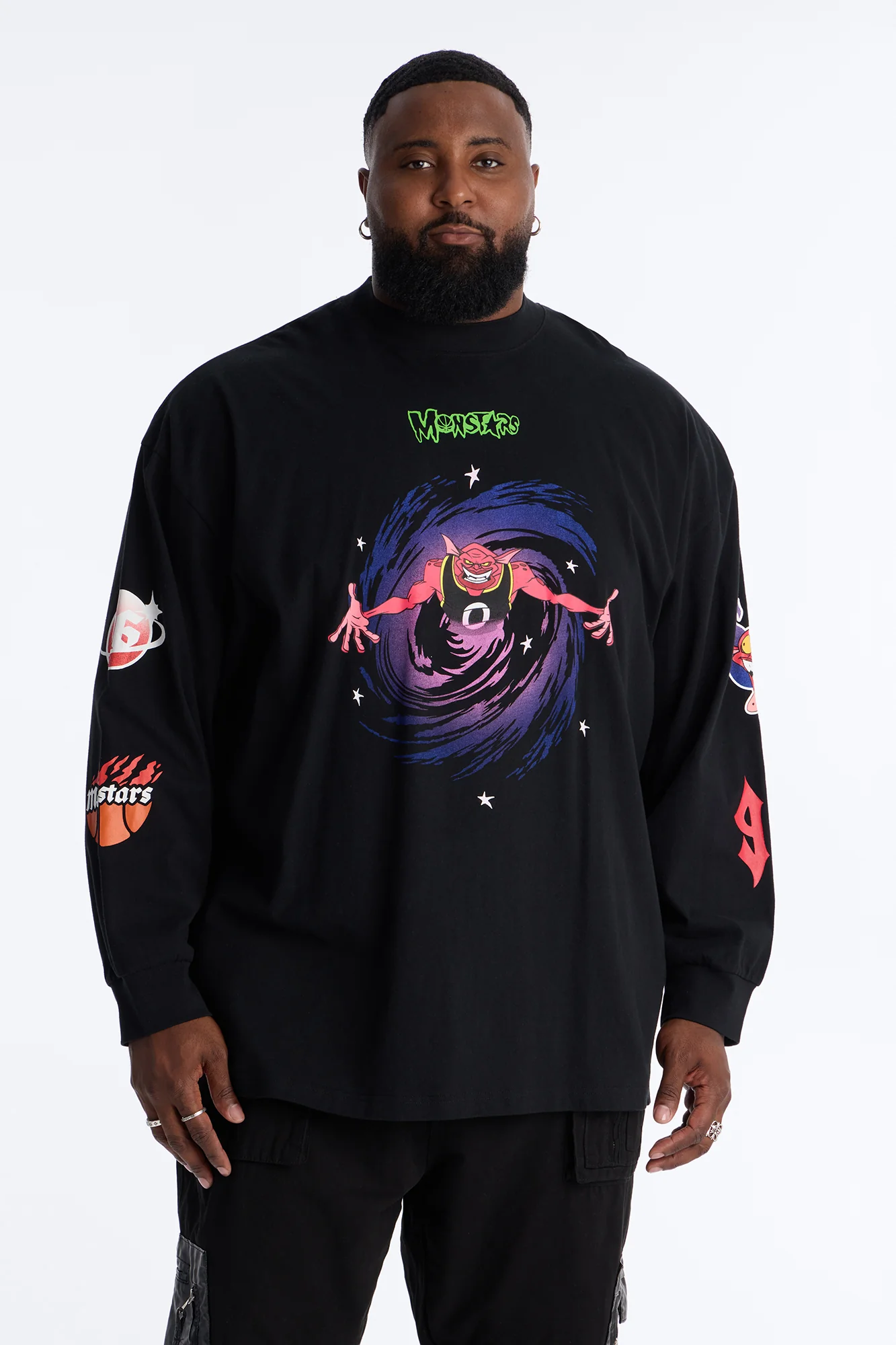 Space Jam Monstars Chrome Premium Long Sleeve Shirt - Black - Image 7