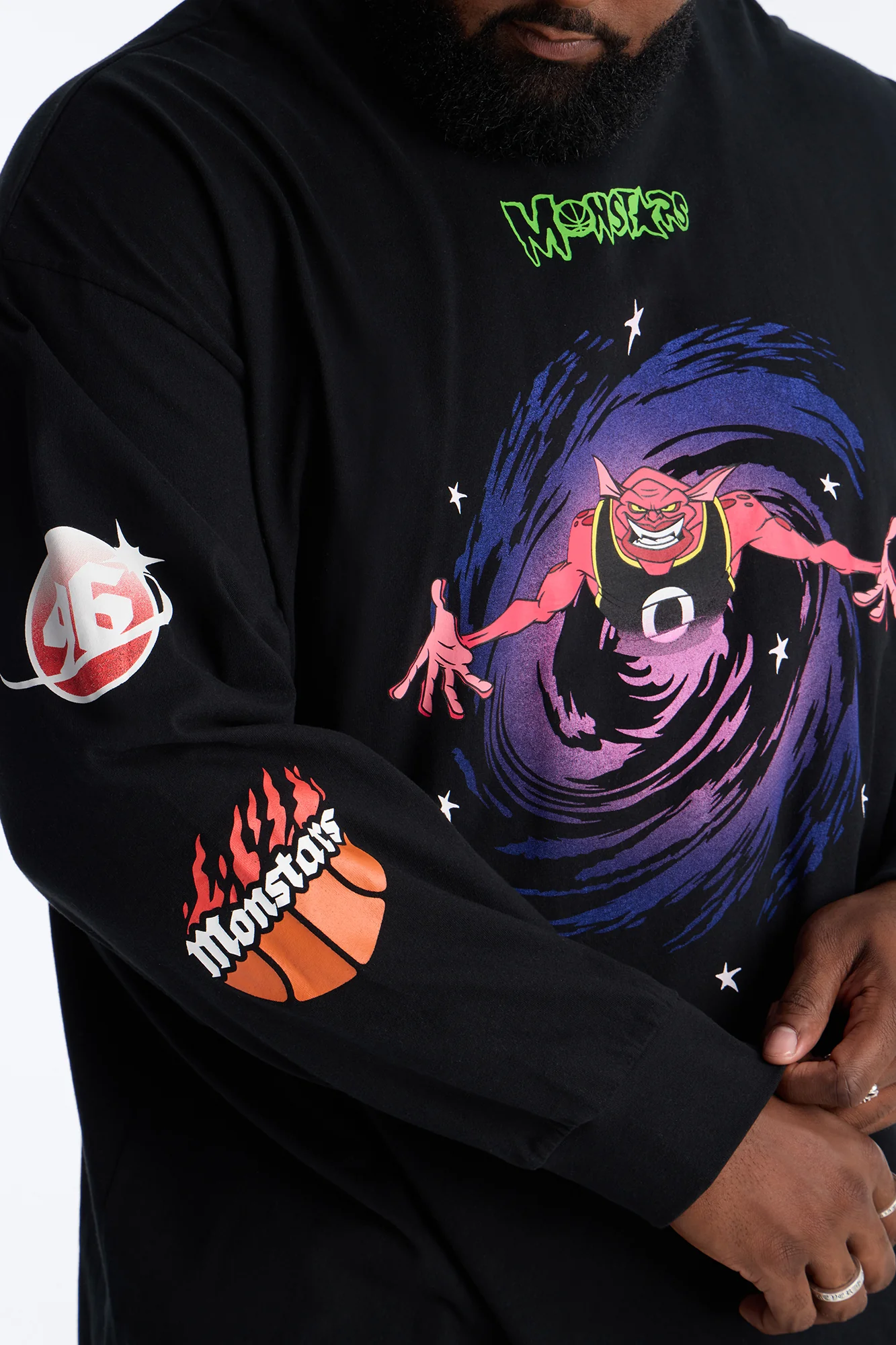Space Jam Monstars Chrome Premium Long Sleeve Shirt - Black - Image 9