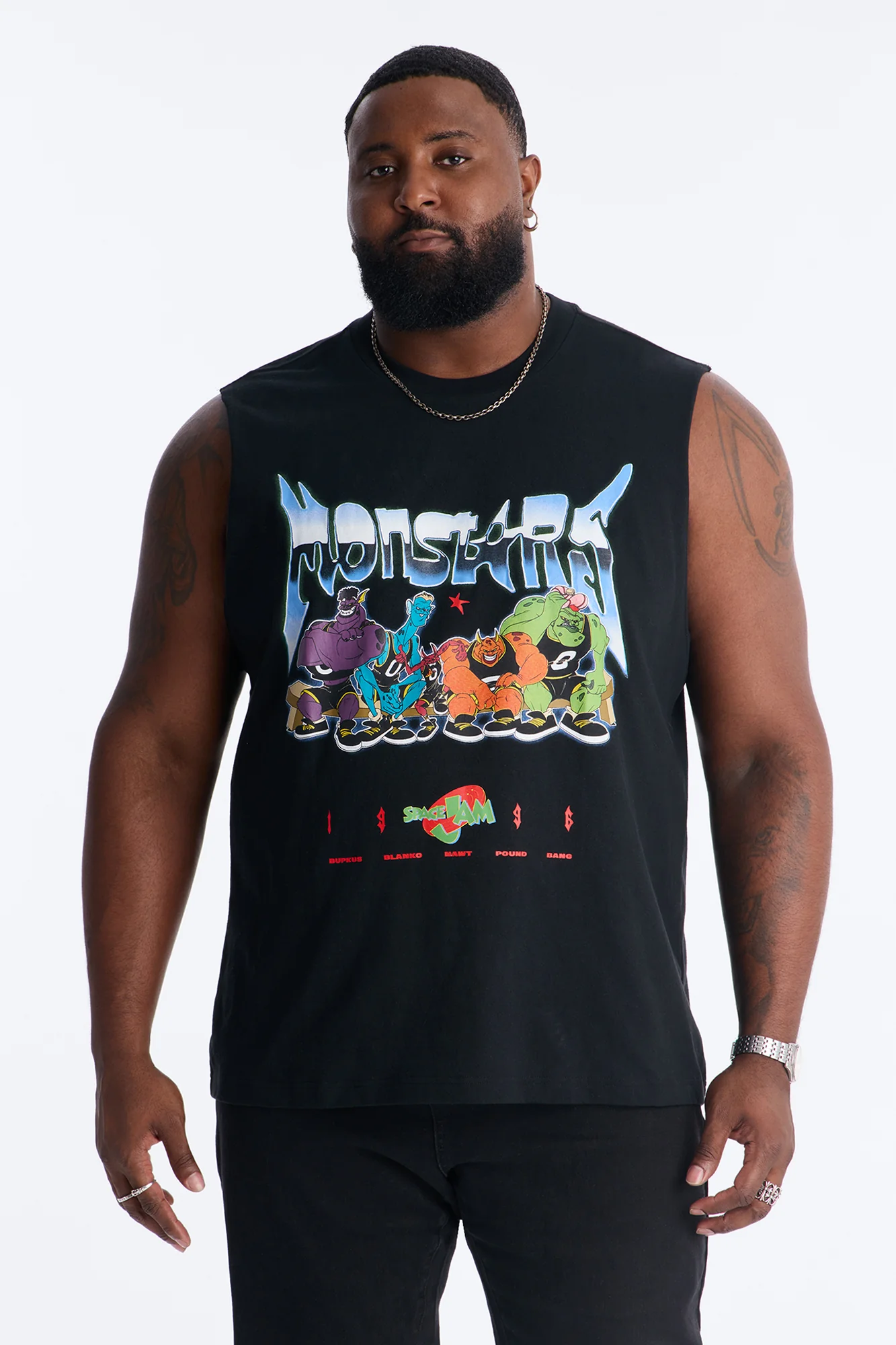 Space Jam Monstars Chrome Premium Muscle Shirt - Black - Image 4