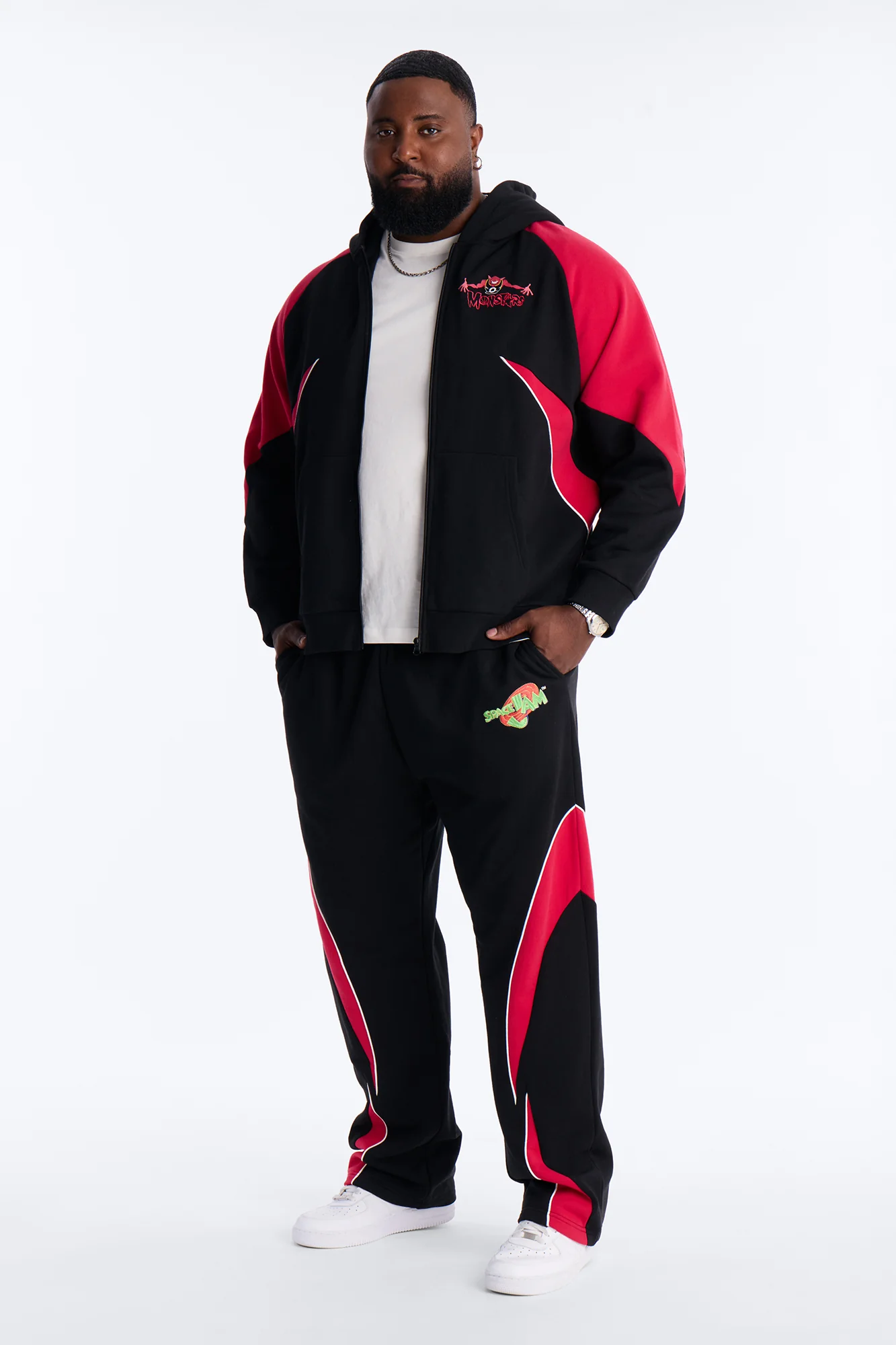 Space Jam Monstars Defense Paneled Straight Sweat Pants - Black - Image 5