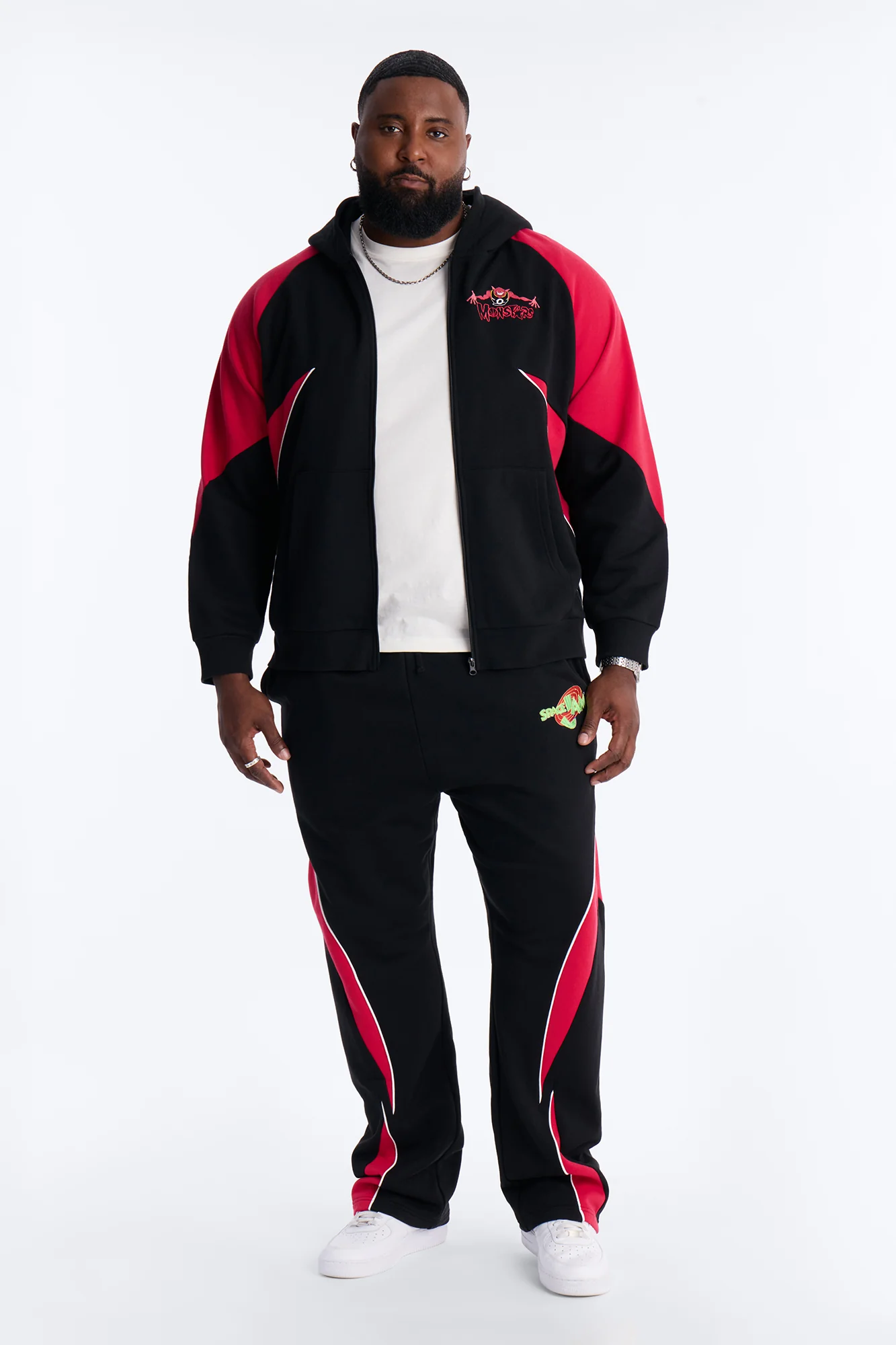 Space Jam Monstars Defense Paneled Zip Up Hoodie - Black - Image 5