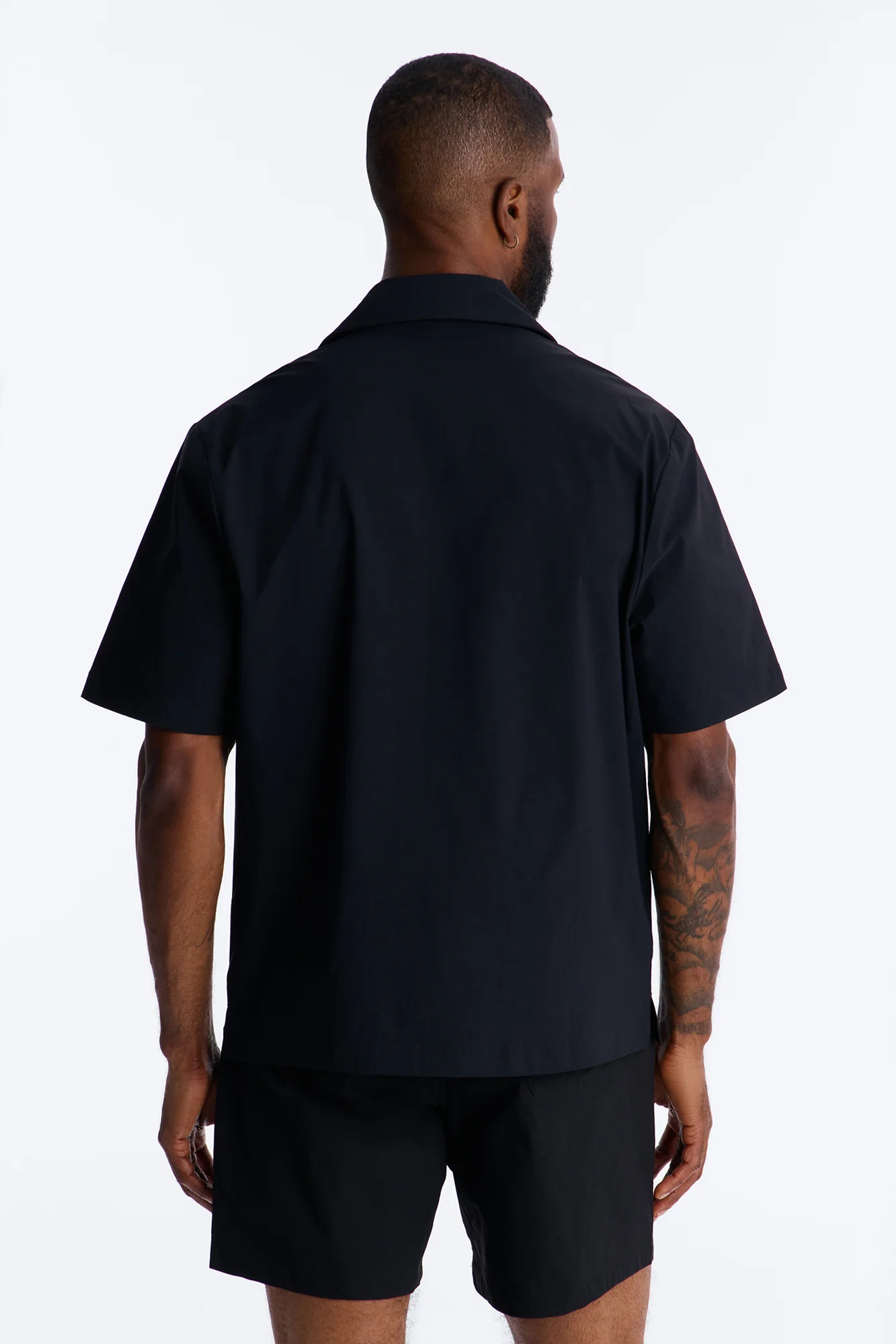 Montez Cuban Collar Button Up Shirt - Black - Image 3