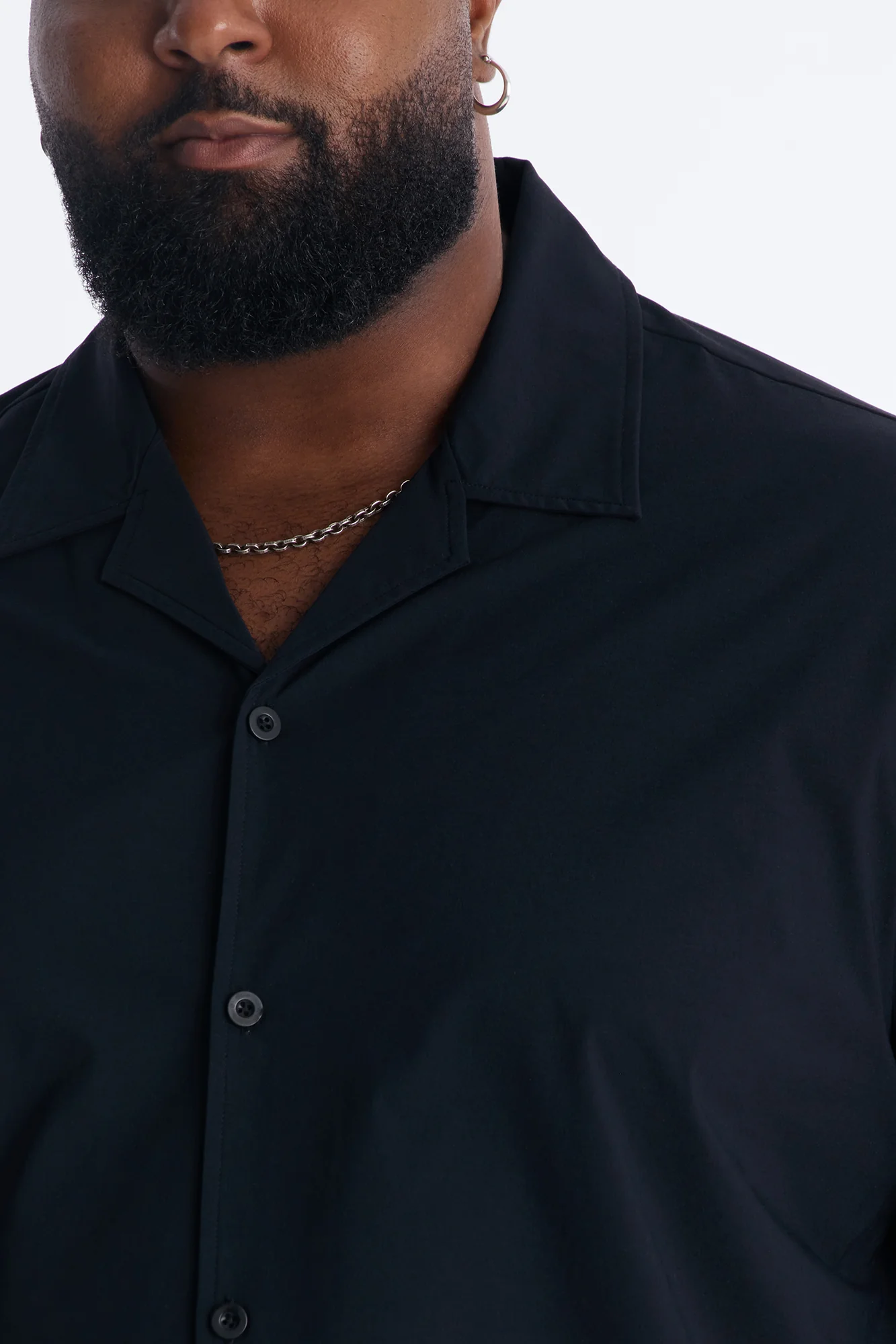 Montez Cuban Collar Button Up Shirt - Black - Image 6
