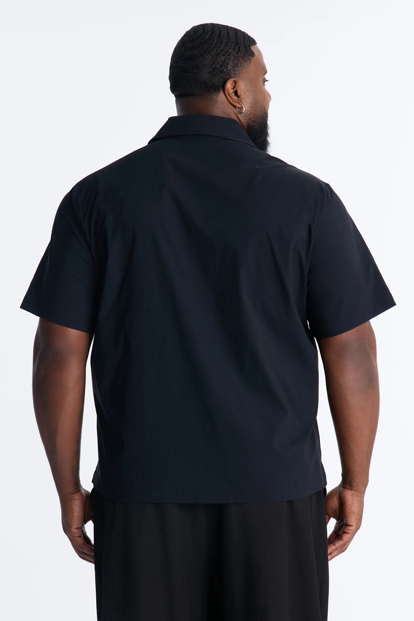 Montez Cuban Collar Button Up Shirt - Black - Image 7