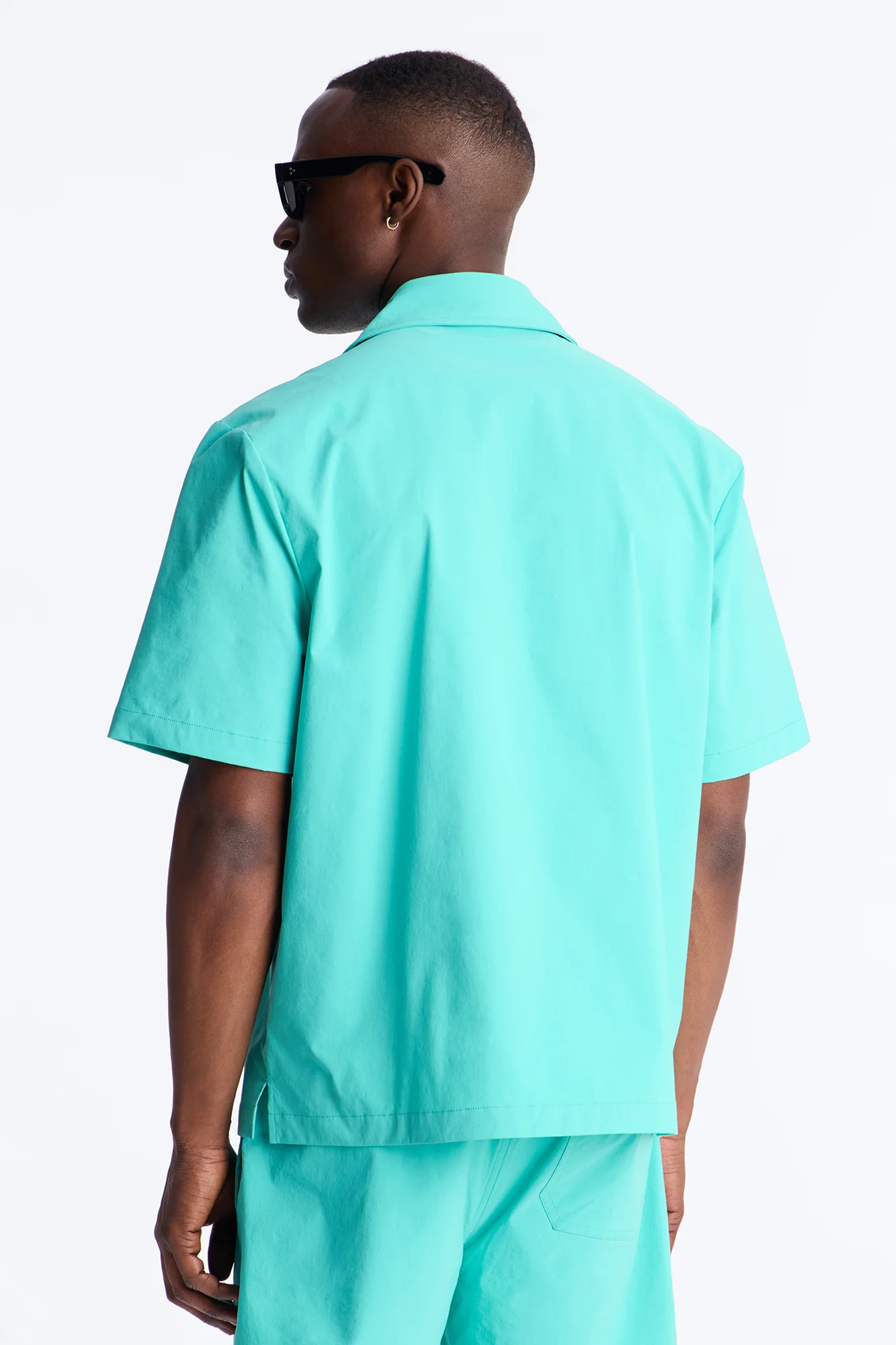 Montez Cuban Collar Button Up Shirt - Teal - Image 3