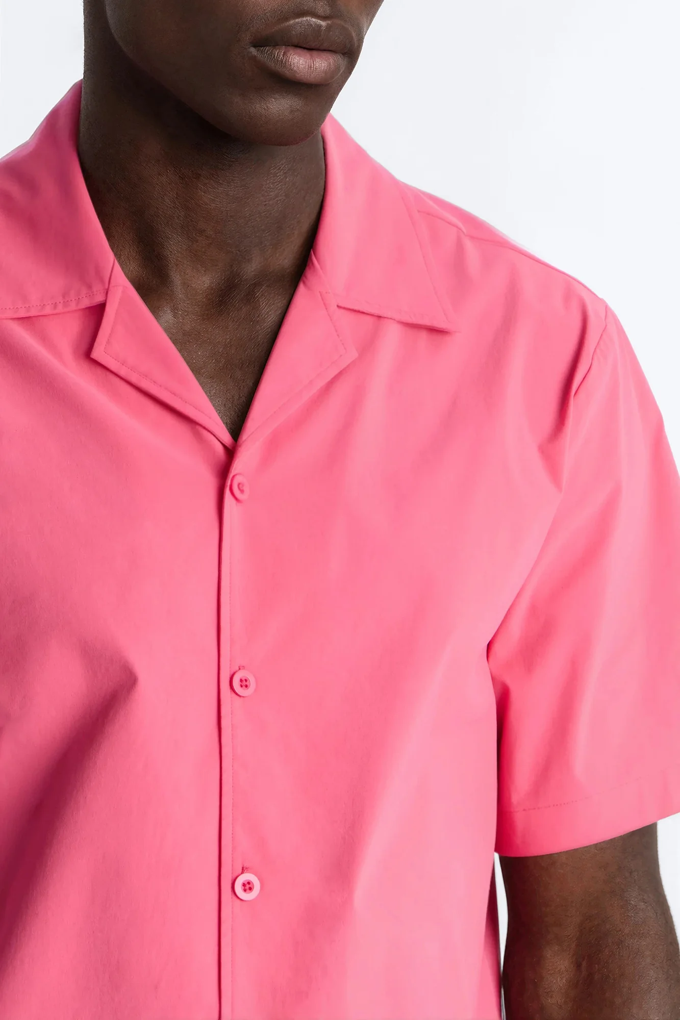 Montez Cuban Collar Button Up Shirt - Hot Pink - Image 3