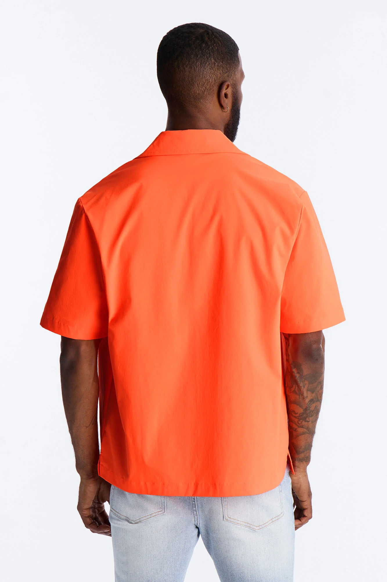 Montez Cuban Collar Button Up Shirt - Orange - Image 3